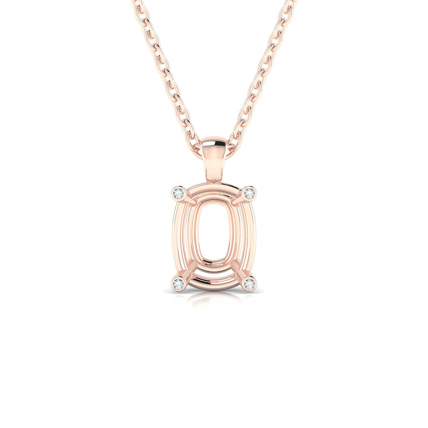 Sparkle Cushion 2-2.99 ct | 18k Rose Gold Side Stones Diamond Pendant