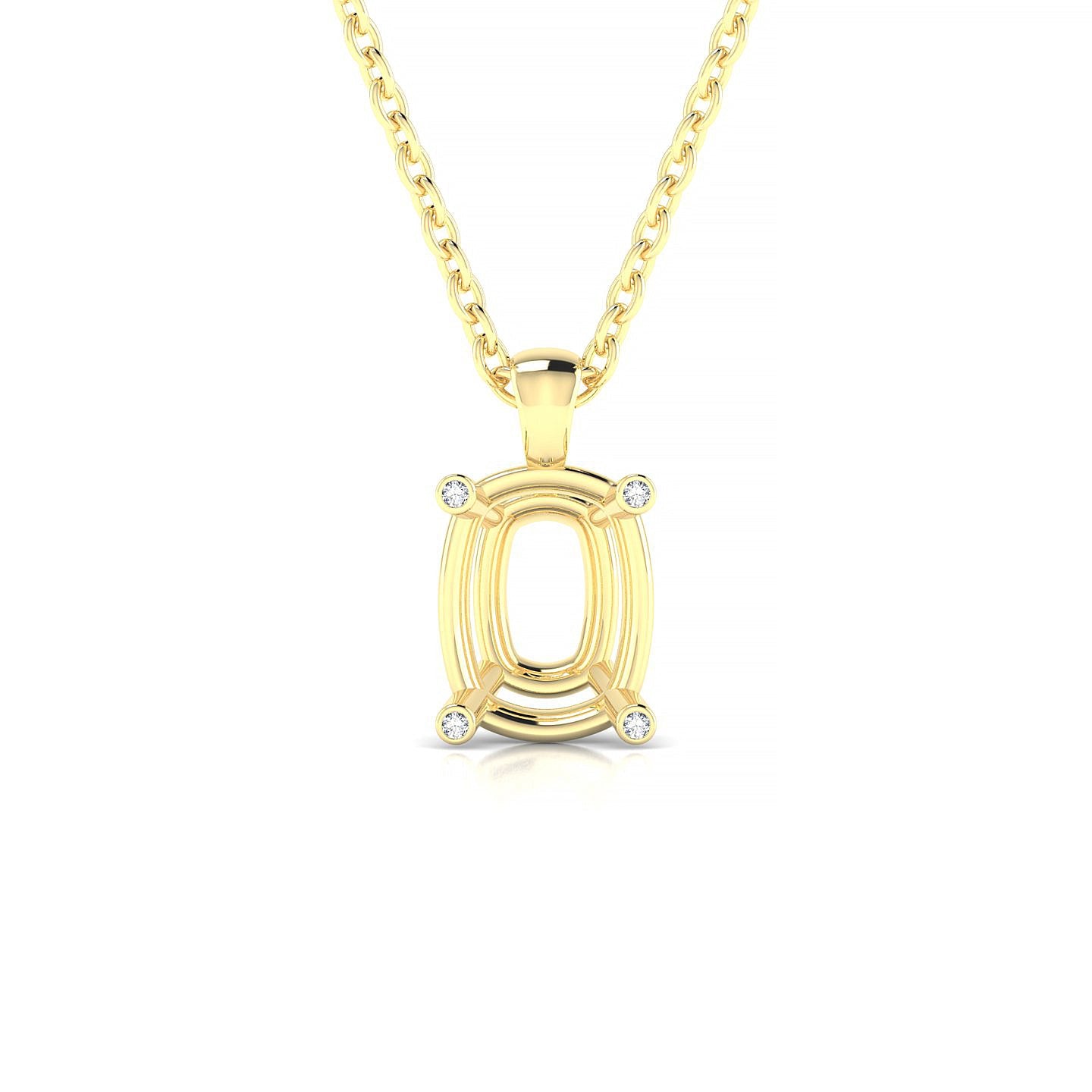 Sparkle Cushion 2-2.99 ct | 18k Yellow Gold Side Stones Diamond Pendant