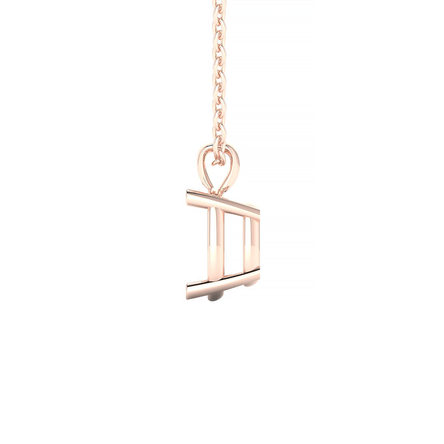 Sparkle Cushion 2-2.99 ct | 18k Rose Gold Side Stones Diamond Pendant