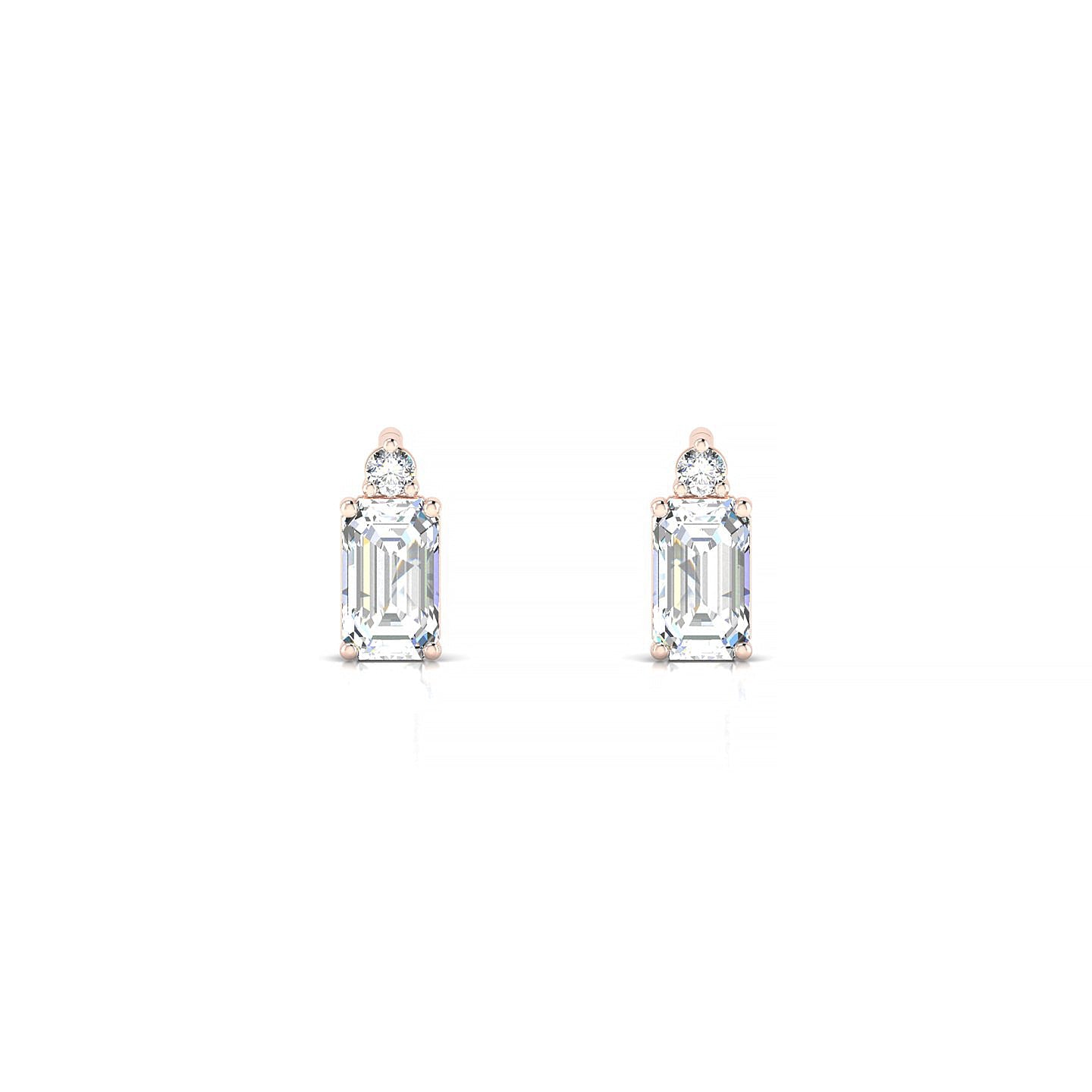 Sparkle | 18k Rose Gold 5 x 3 mm Emerald Diamond Earrings
