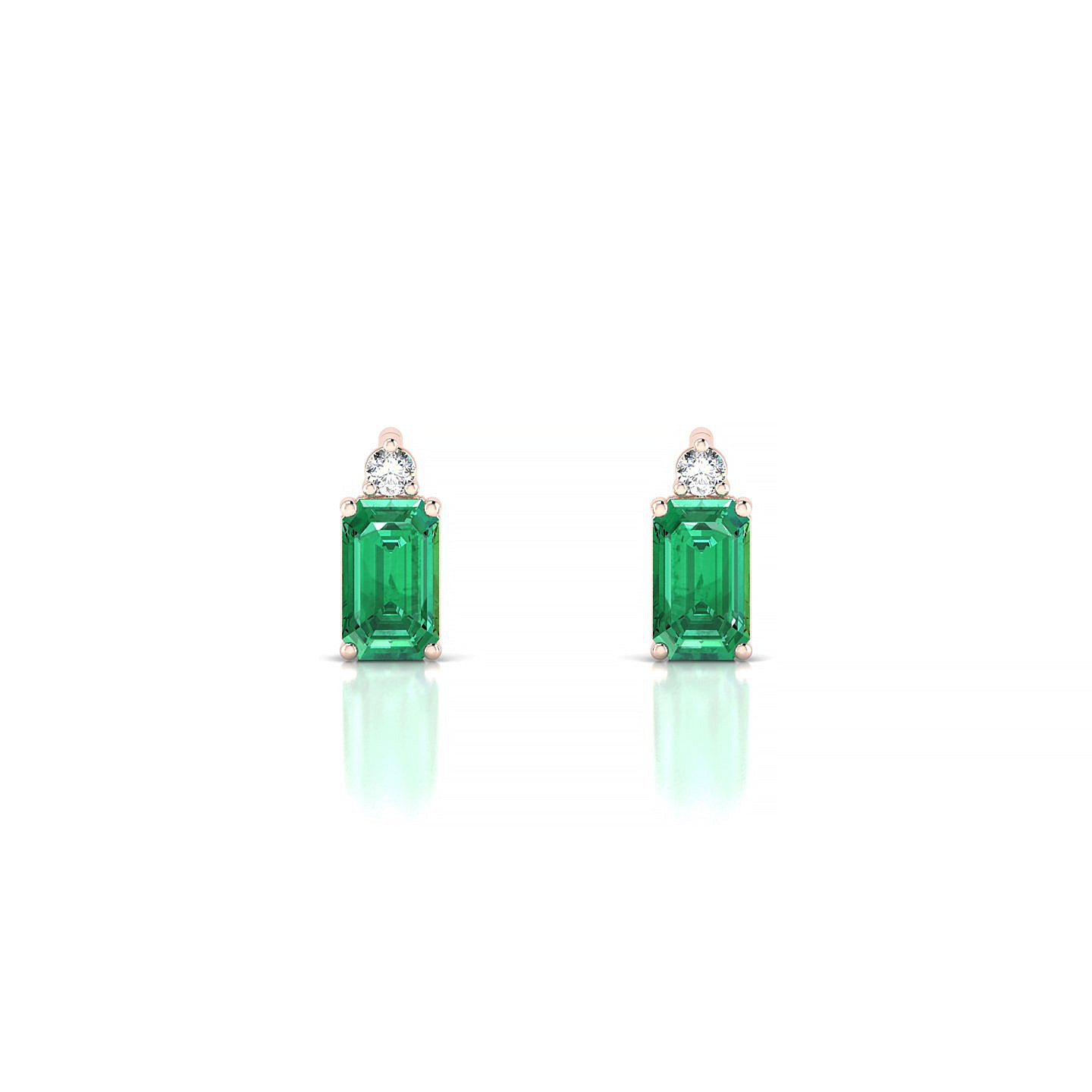 Sparkle | 18k Rose Gold 5 x 3 mm Emerald Emerald Earrings