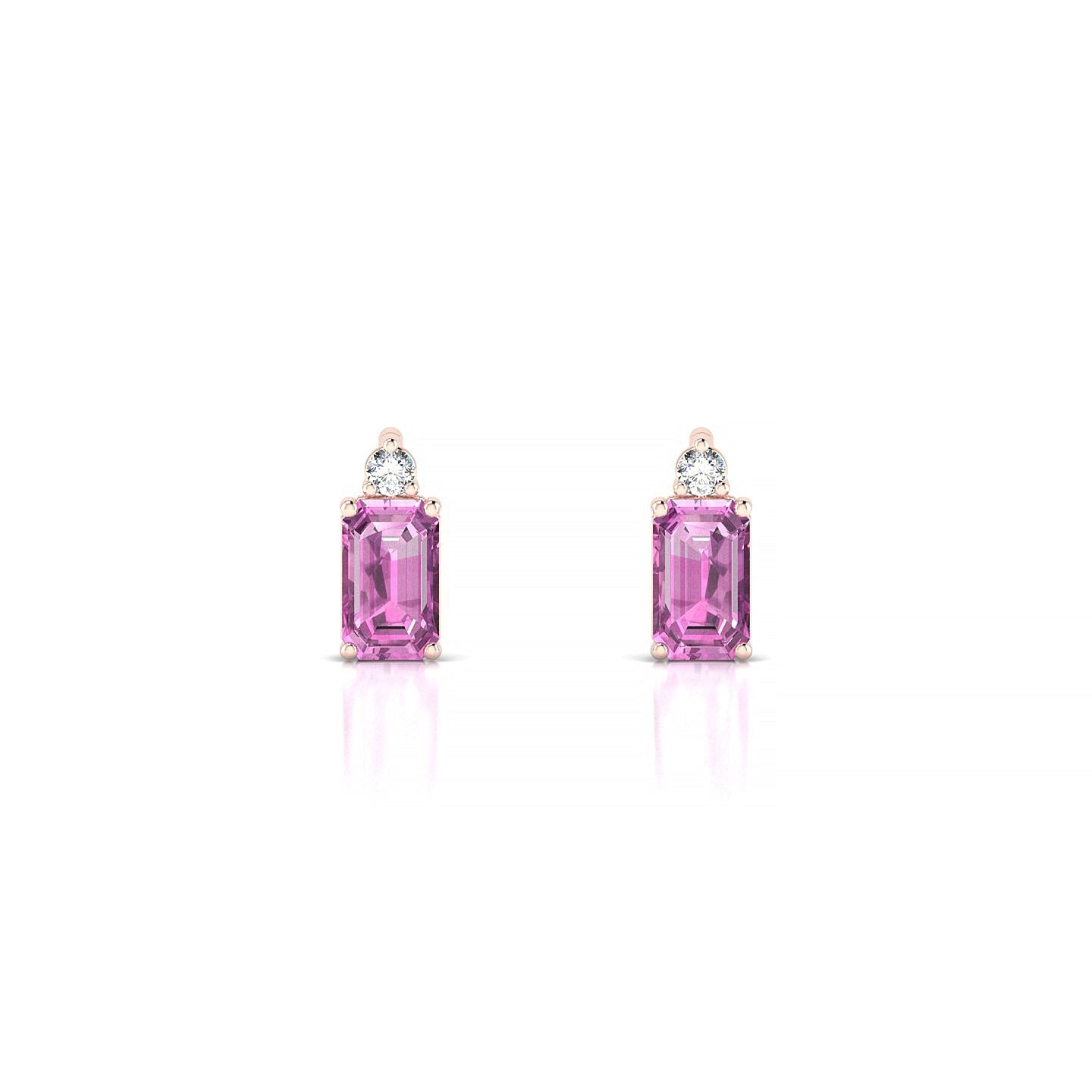 Sparkle | 18k Rose Gold 5 x 3 mm Emerald Pink Sapphire Earrings