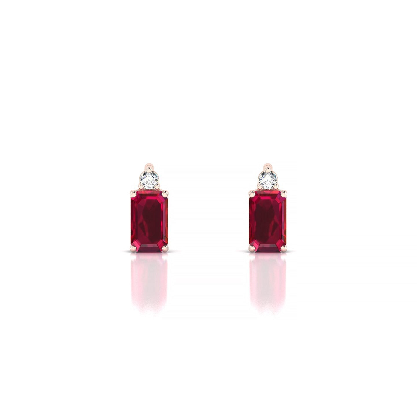 Sparkle | 18k Rose Gold 5 x 3 mm Emerald Ruby Earrings