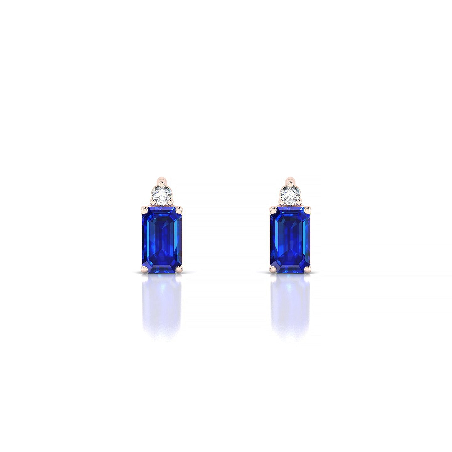 Sparkle | 18k Rose Gold 5 x 3 mm Emerald Sapphire Earrings