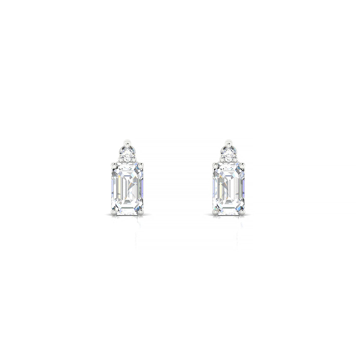 Sparkle | 18k White Gold 5 x 3 mm Emerald Diamond Earrings