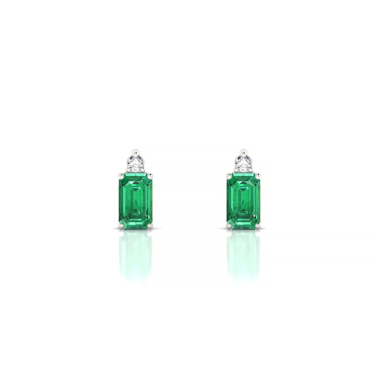Sparkle | 18k White Gold 5 x 3 mm Emerald Emerald Earrings