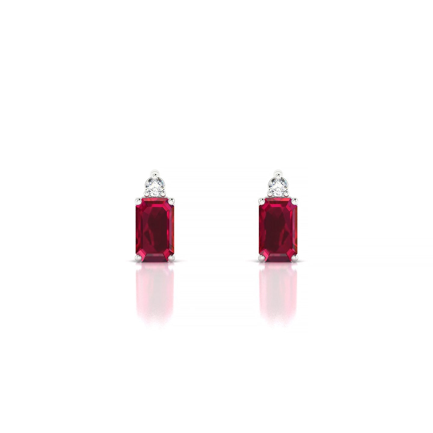 Sparkle | 18k White Gold 5 x 3 mm Emerald Ruby Earrings