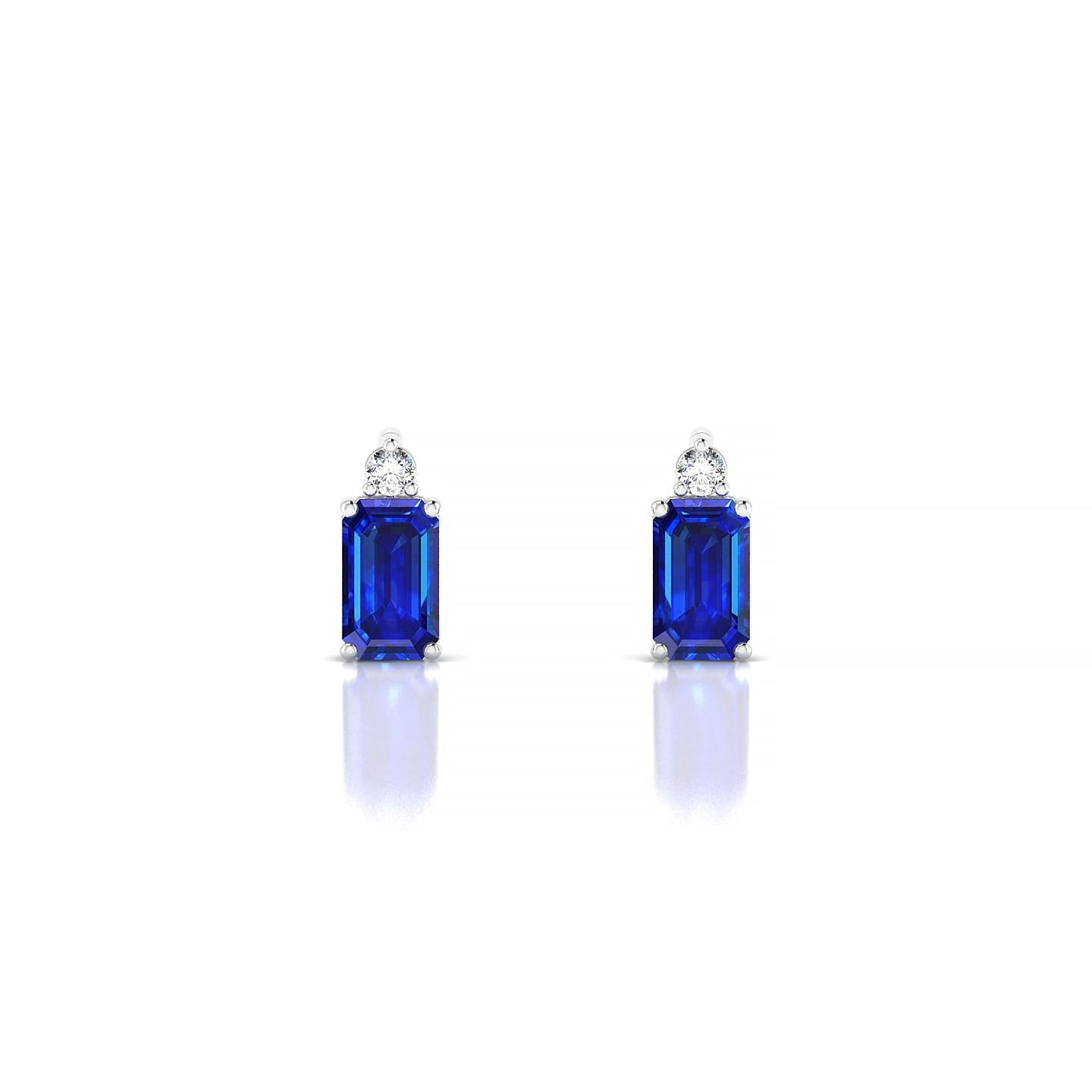 Sparkle | 18k White Gold 5 x 3 mm Emerald Sapphire Earrings
