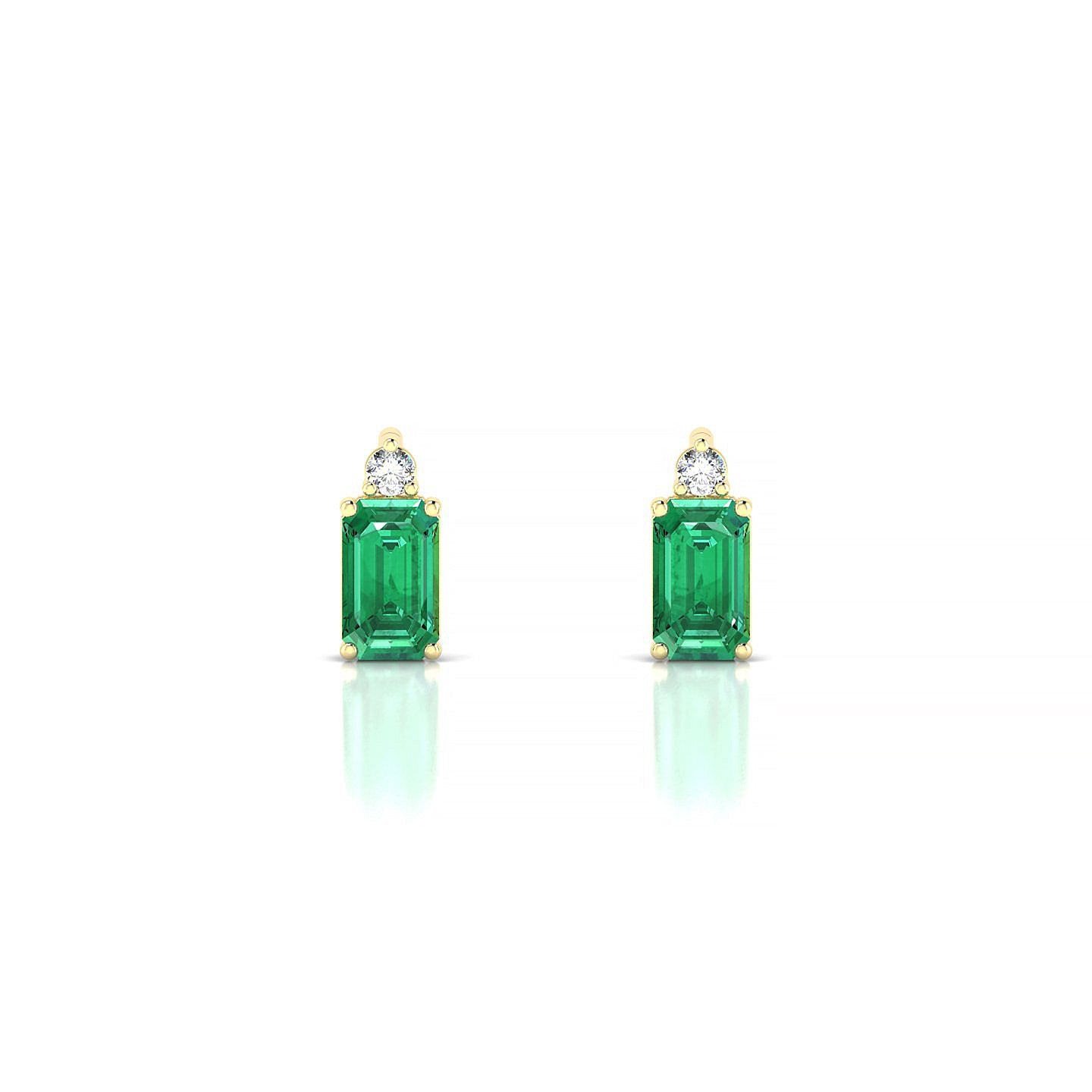 Sparkle | 18k Yellow Gold 5 x 3 mm Emerald Emerald Earrings