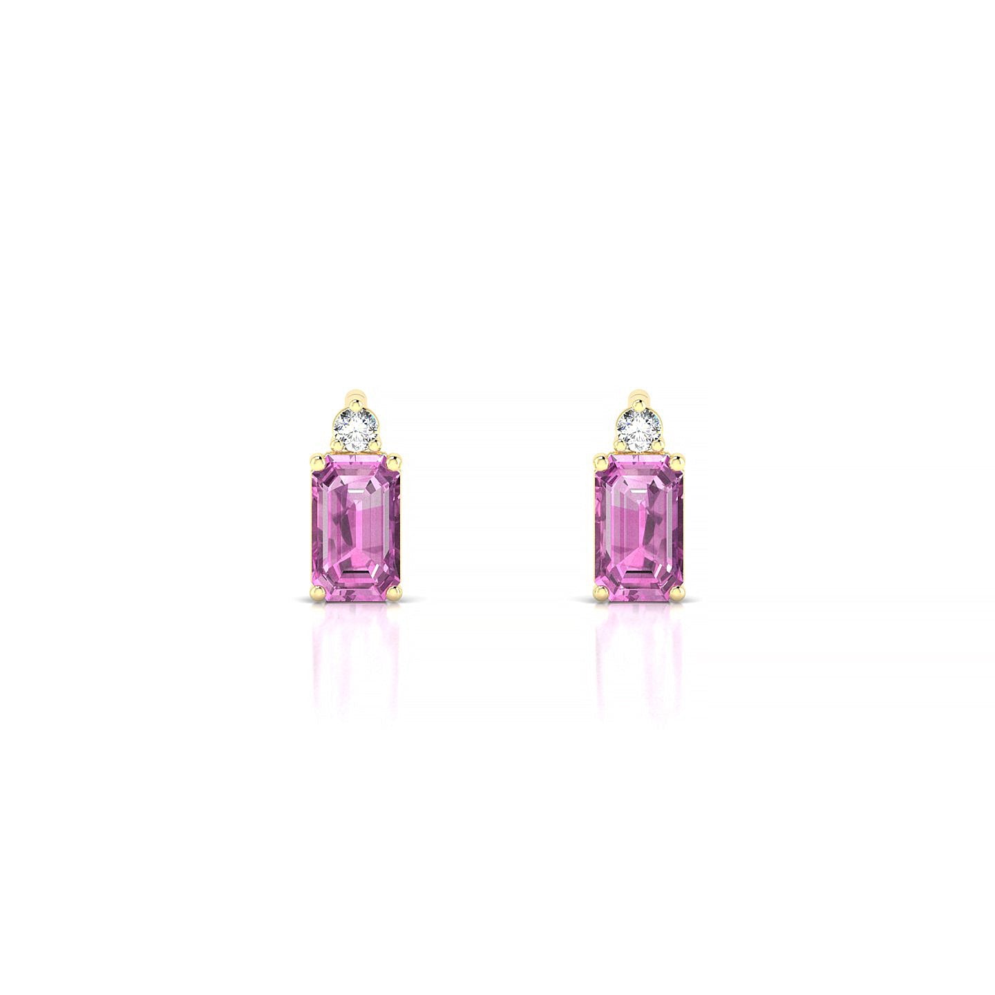 Sparkle | 18k Yellow Gold 5 x 3 mm Emerald Pink Sapphire Earrings