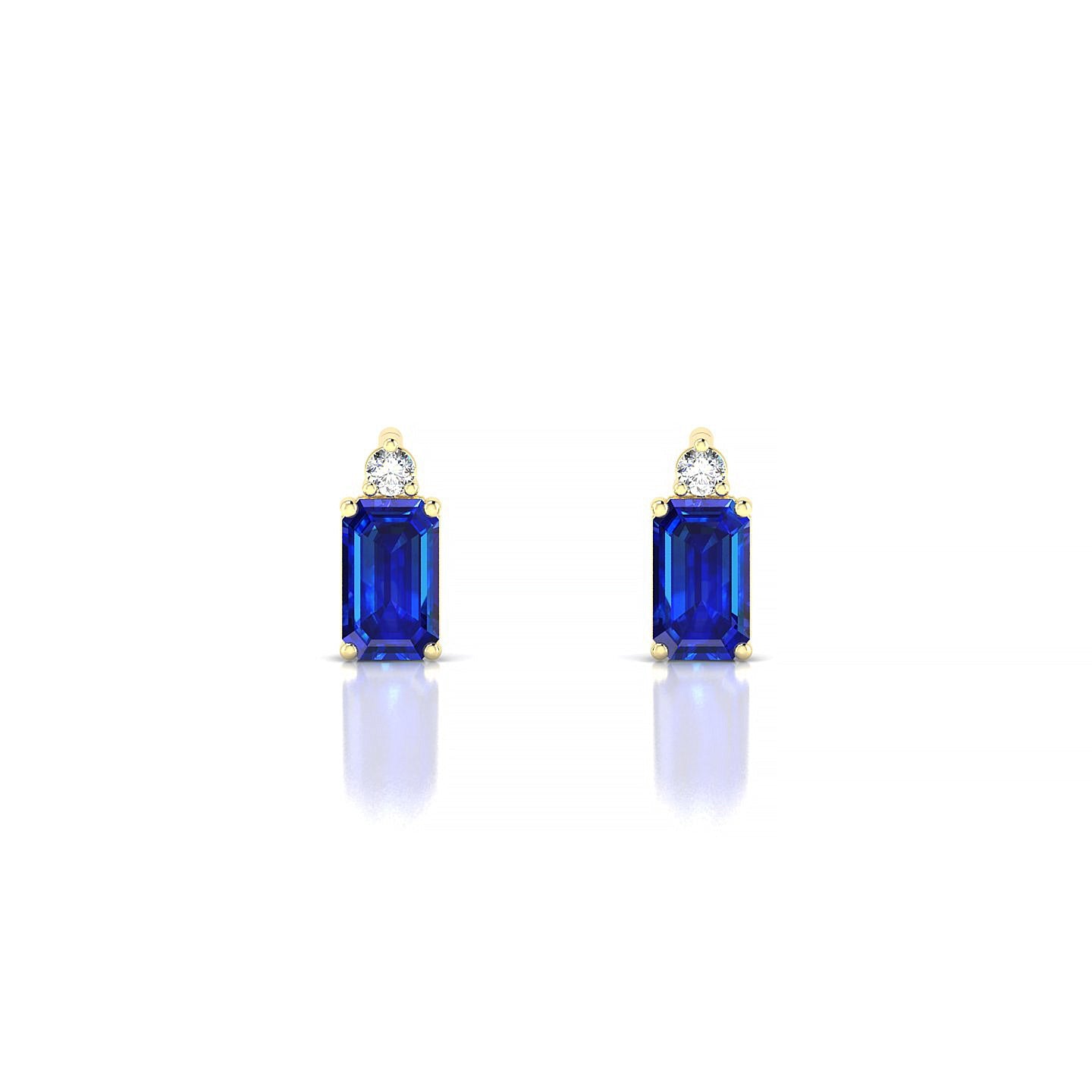 Sparkle | 18k Yellow Gold 5 x 3 mm Emerald Sapphire Earrings