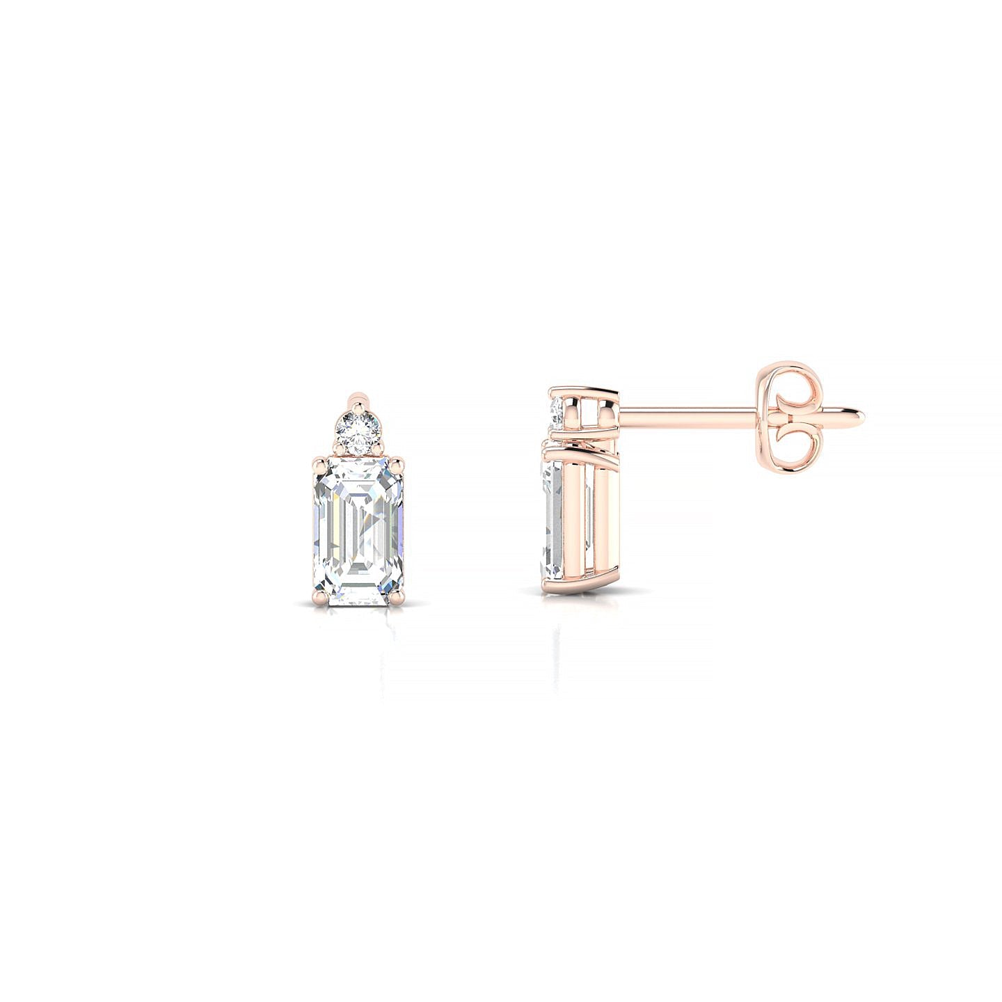 Sparkle | 18k Rose Gold 5 x 3 mm Emerald Diamond Earrings