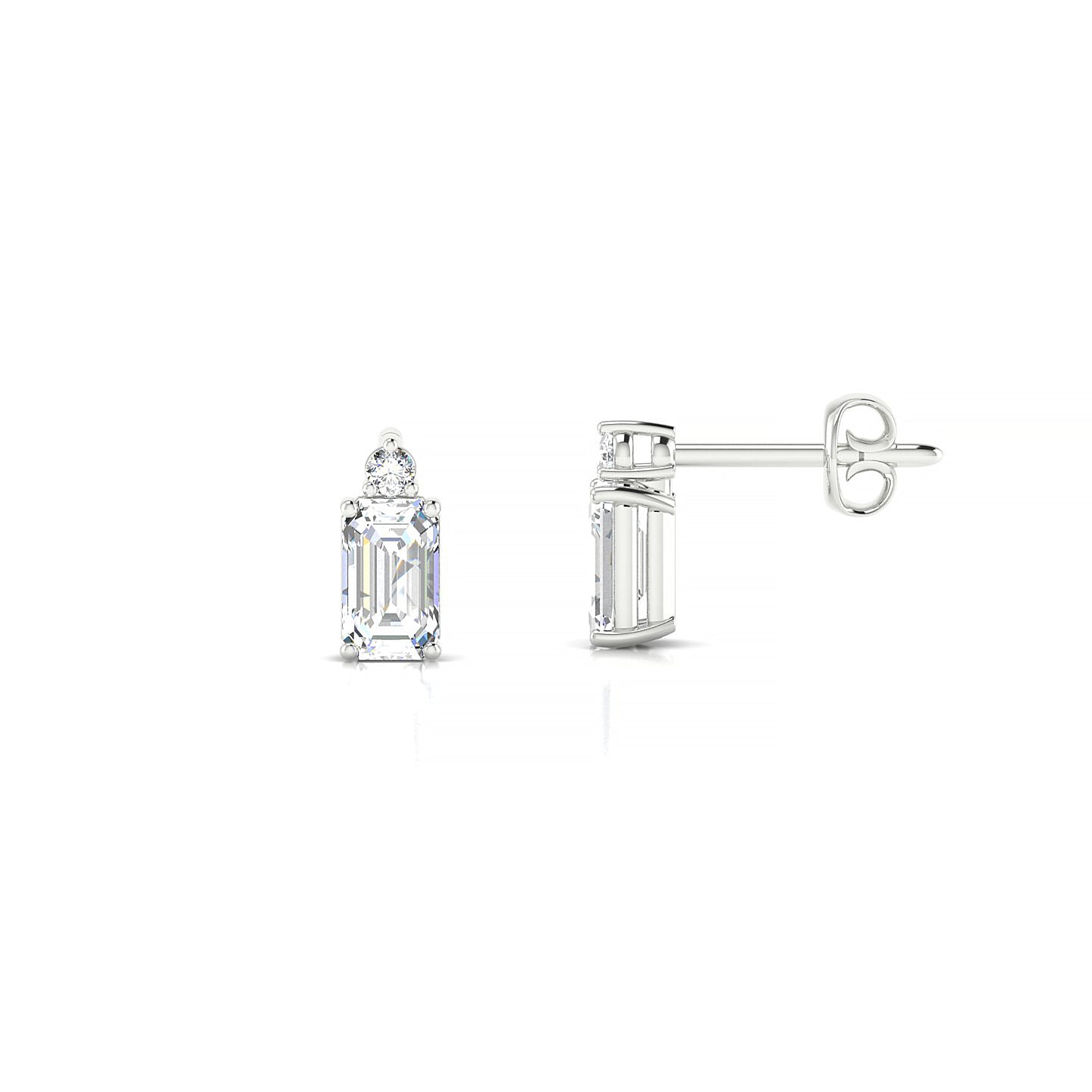 Sparkle | 18k White Gold 5 x 3 mm Emerald Diamond Earrings