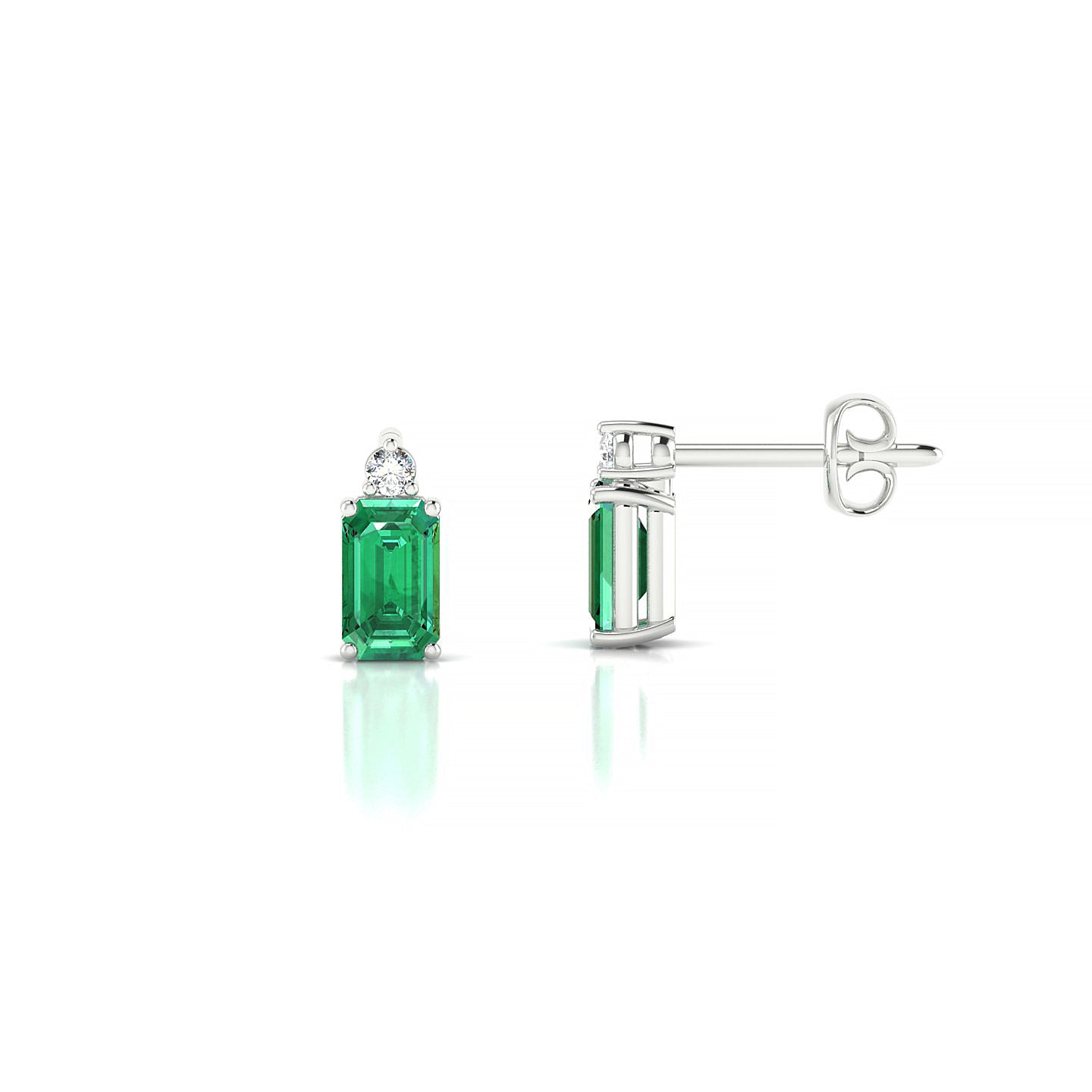 Sparkle | 18k White Gold 5 x 3 mm Emerald Emerald Earrings