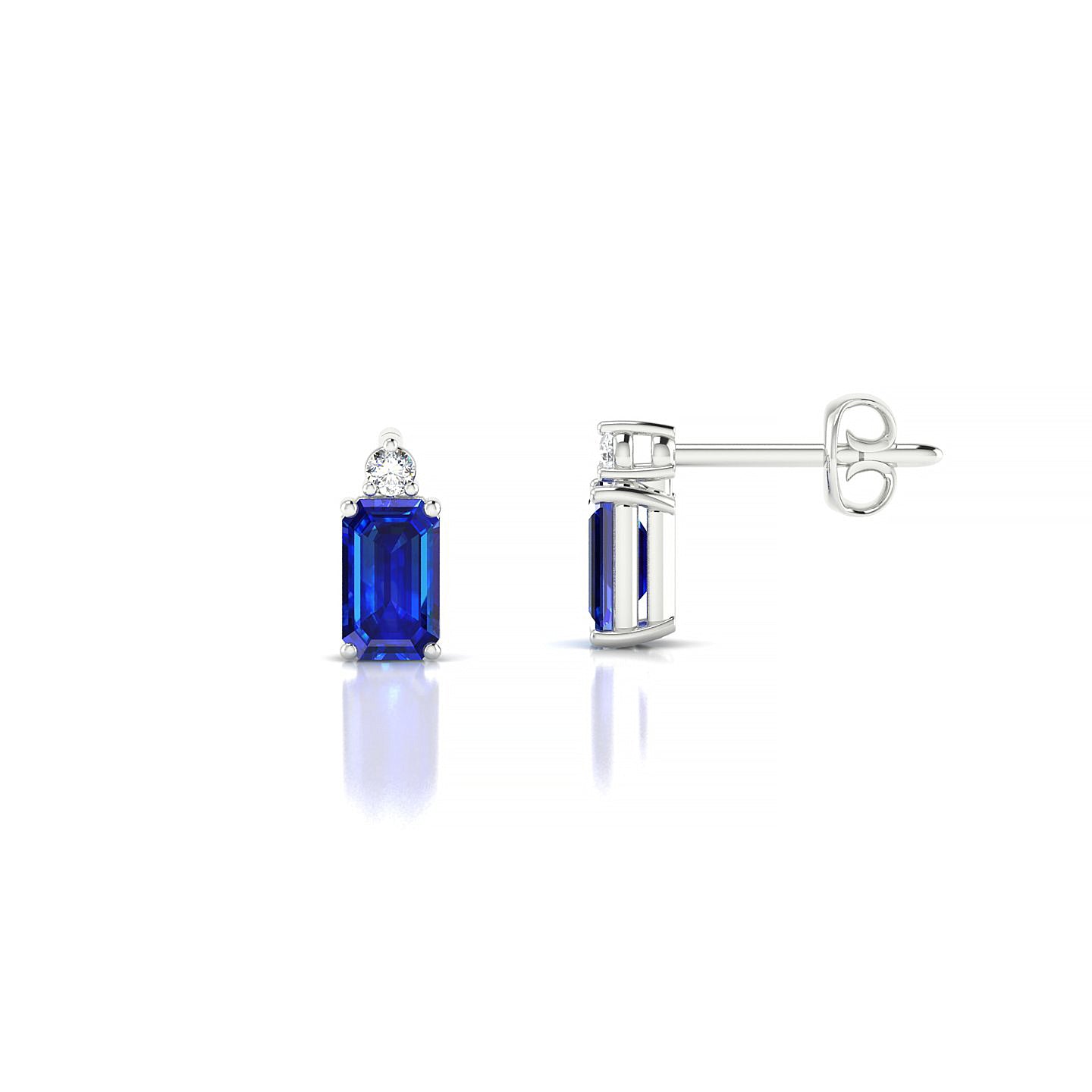 Sparkle | 18k White Gold 5 x 3 mm Emerald Sapphire Earrings