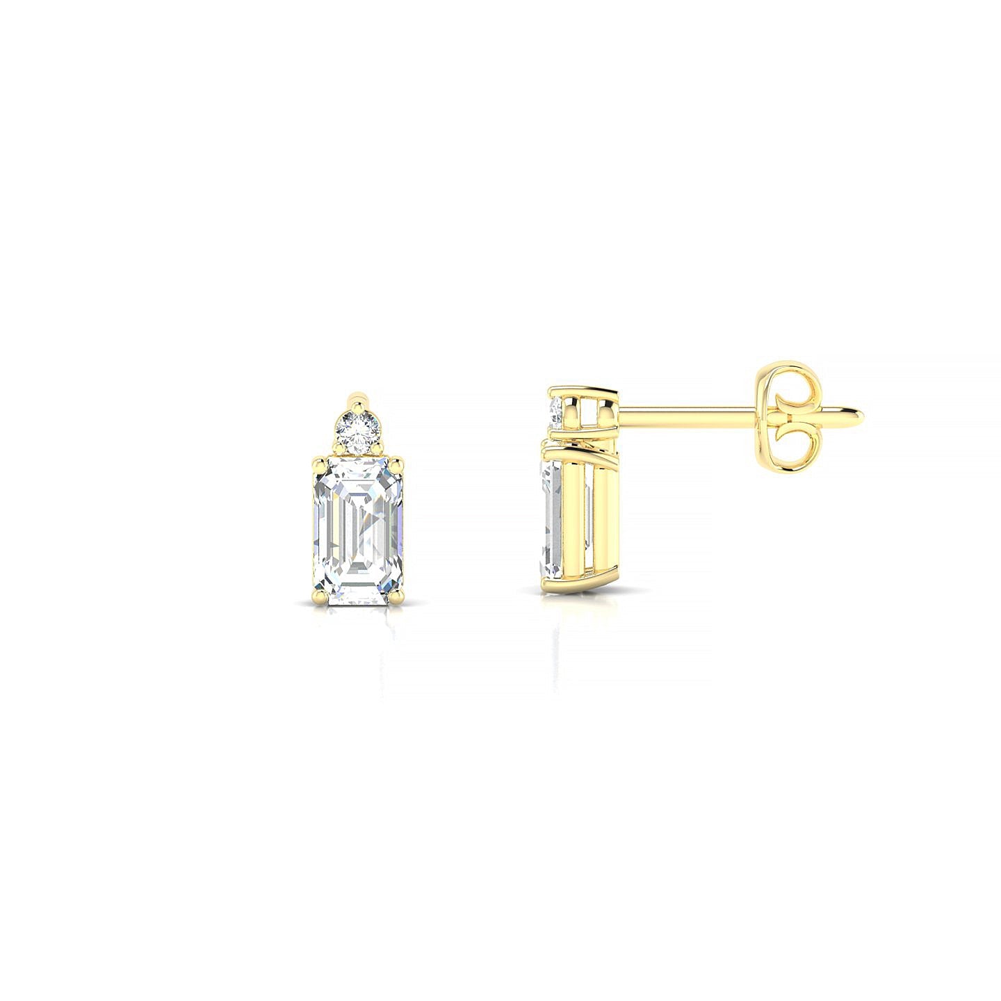 Sparkle | 18k Yellow Gold 5 x 3 mm Emerald Diamond Earrings