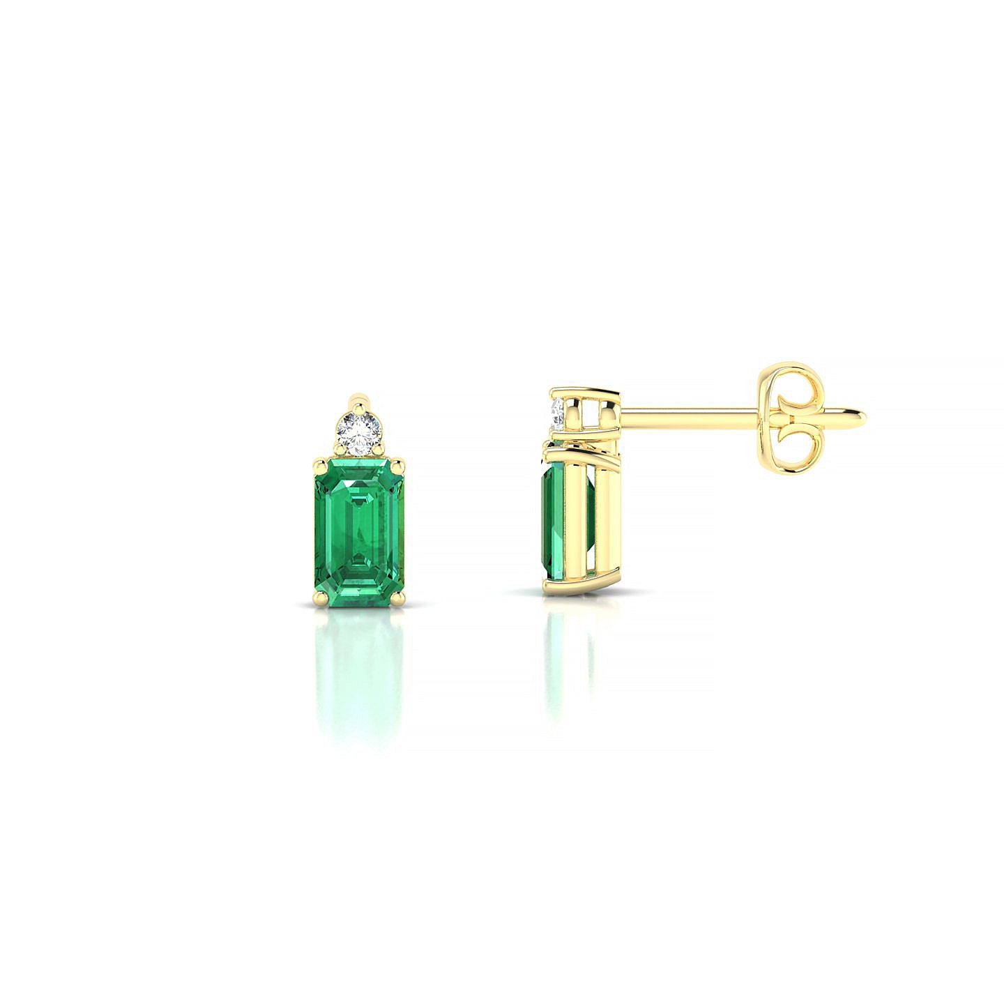 Sparkle | 18k Yellow Gold 5 x 3 mm Emerald Emerald Earrings