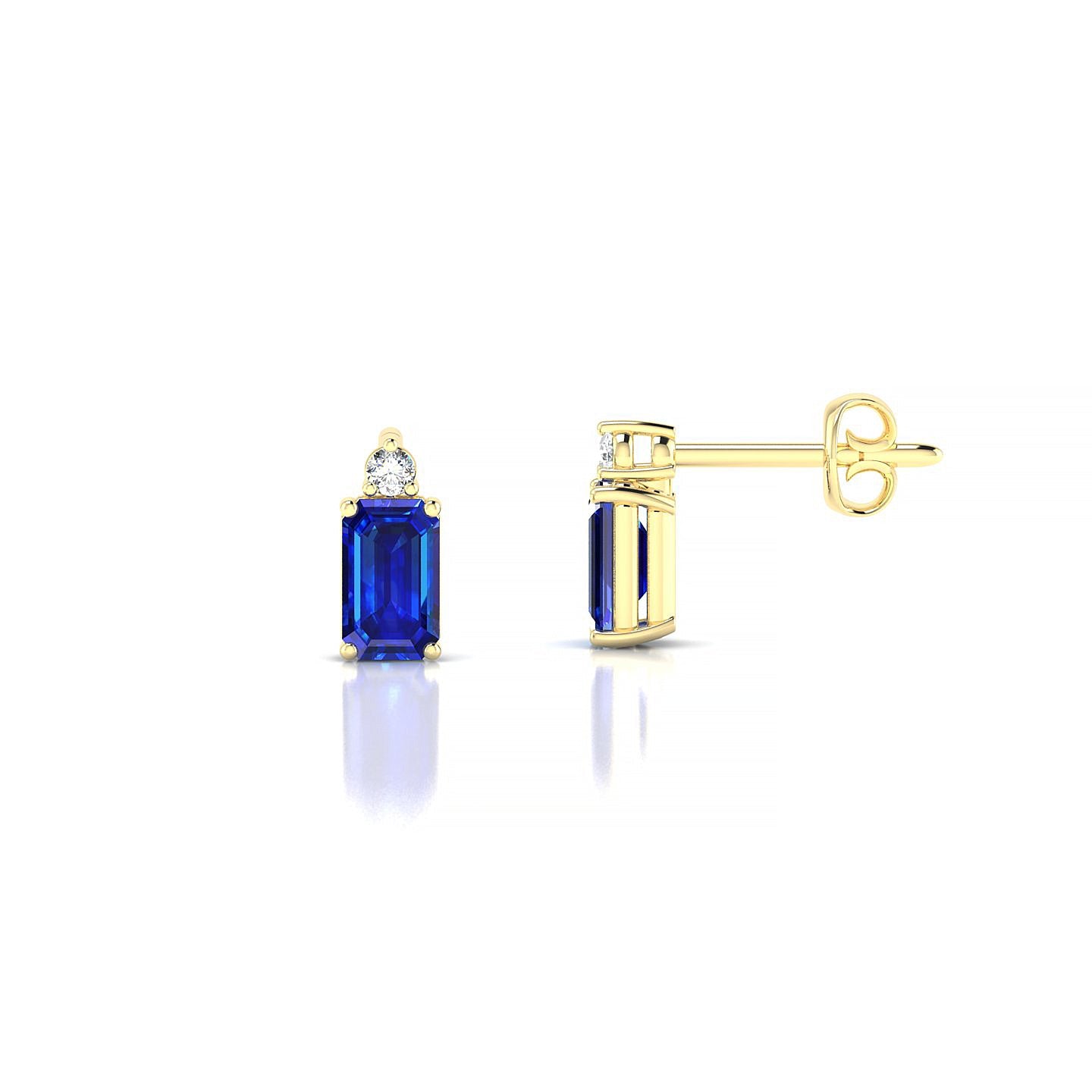 Sparkle | 18k Yellow Gold 5 x 3 mm Emerald Sapphire Earrings