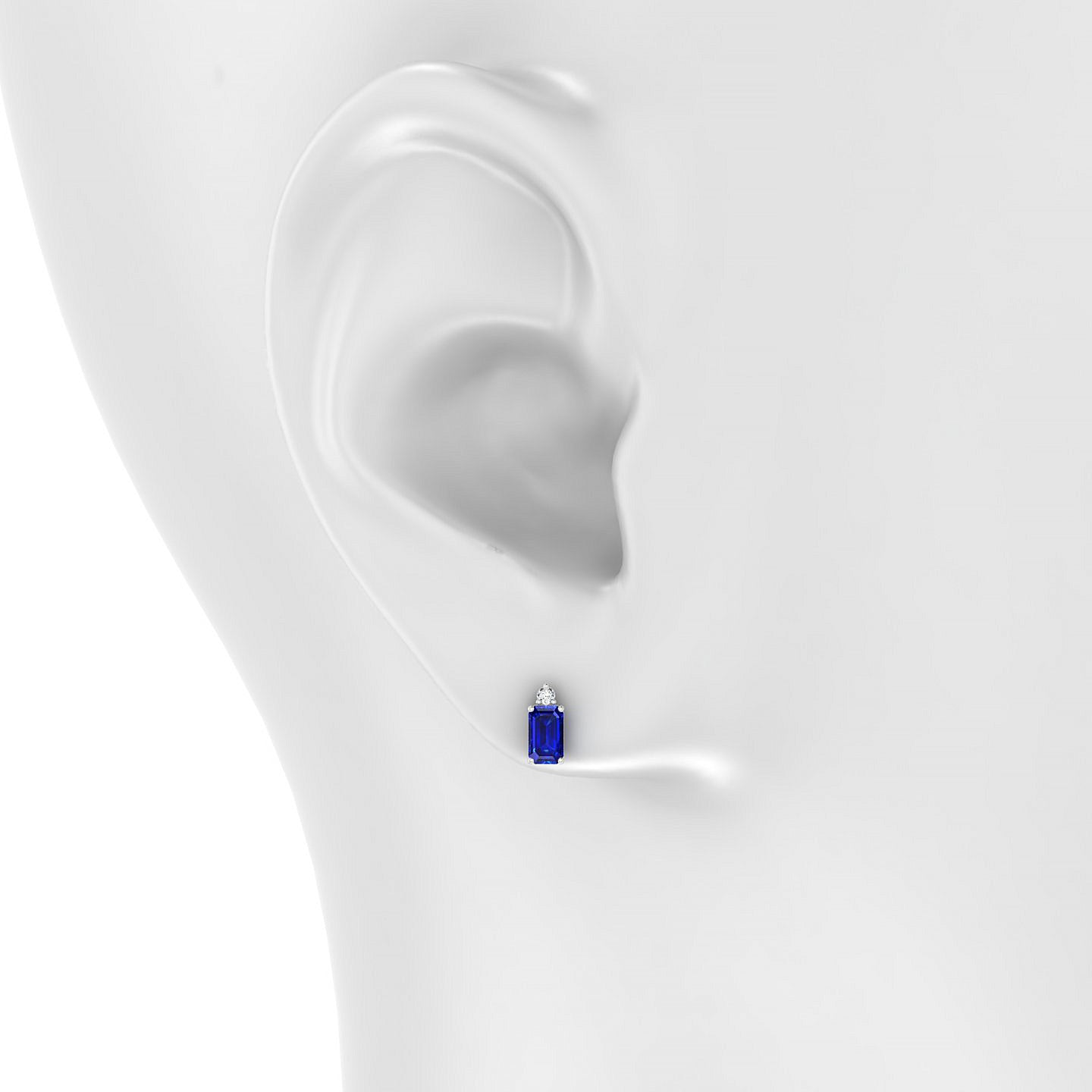 Sparkle | 18k White Gold 5 x 3 mm Emerald Sapphire Earrings