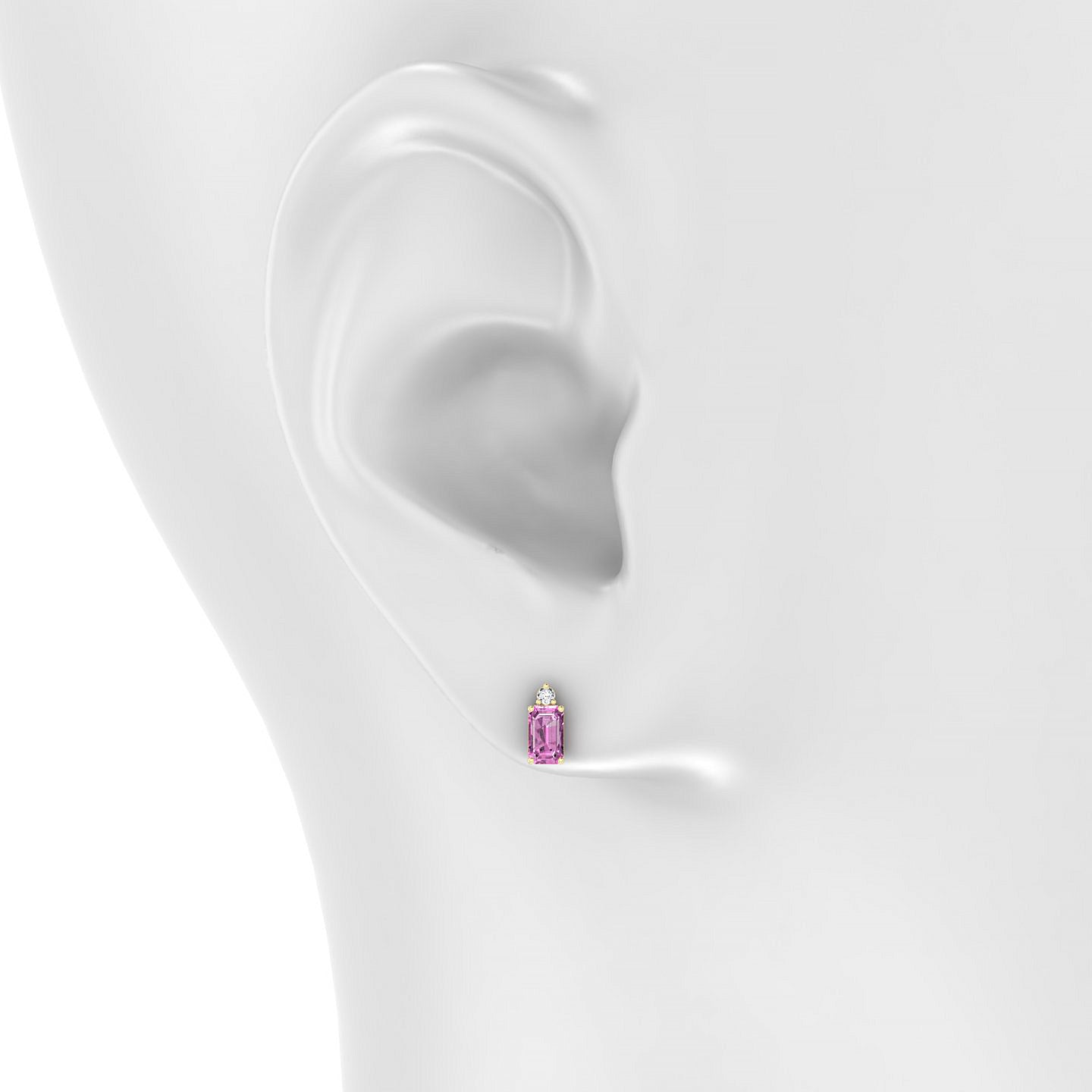 Sparkle | 18k Yellow Gold 5 x 3 mm Emerald Pink Sapphire Earrings