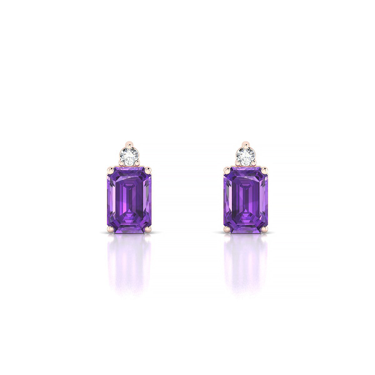 Sparkle | 18k Rose Gold 6 x 4 mm Emerald Amethyst Earrings