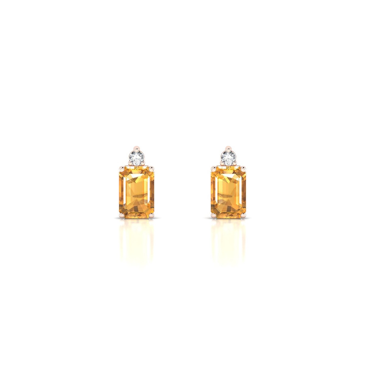 Sparkle | 18k Rose Gold 6 x 4 mm Emerald Citrine Earrings