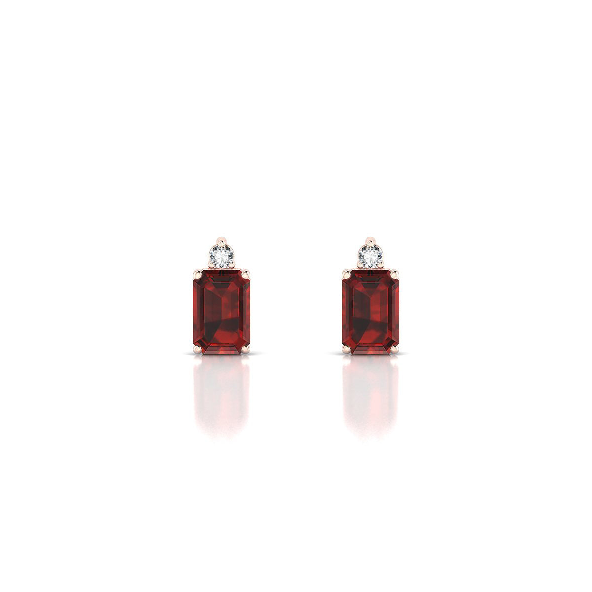 Sparkle | 18k Rose Gold 6 x 4 mm Emerald Garnet Earrings
