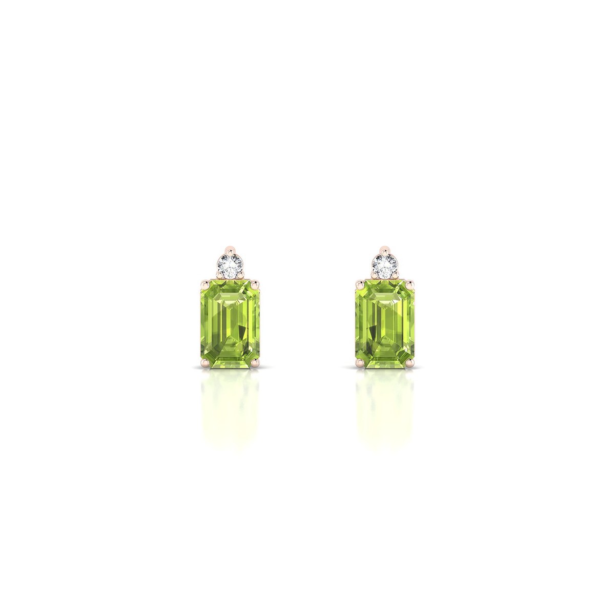 Sparkle | 18k Rose Gold 6 x 4 mm Emerald Peridot Earrings