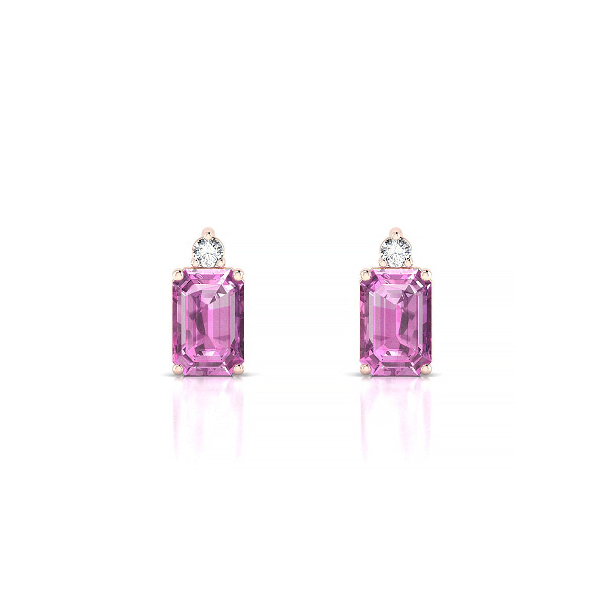 Sparkle | 18k Rose Gold 6 x 4 mm Emerald Pink Sapphire Earrings