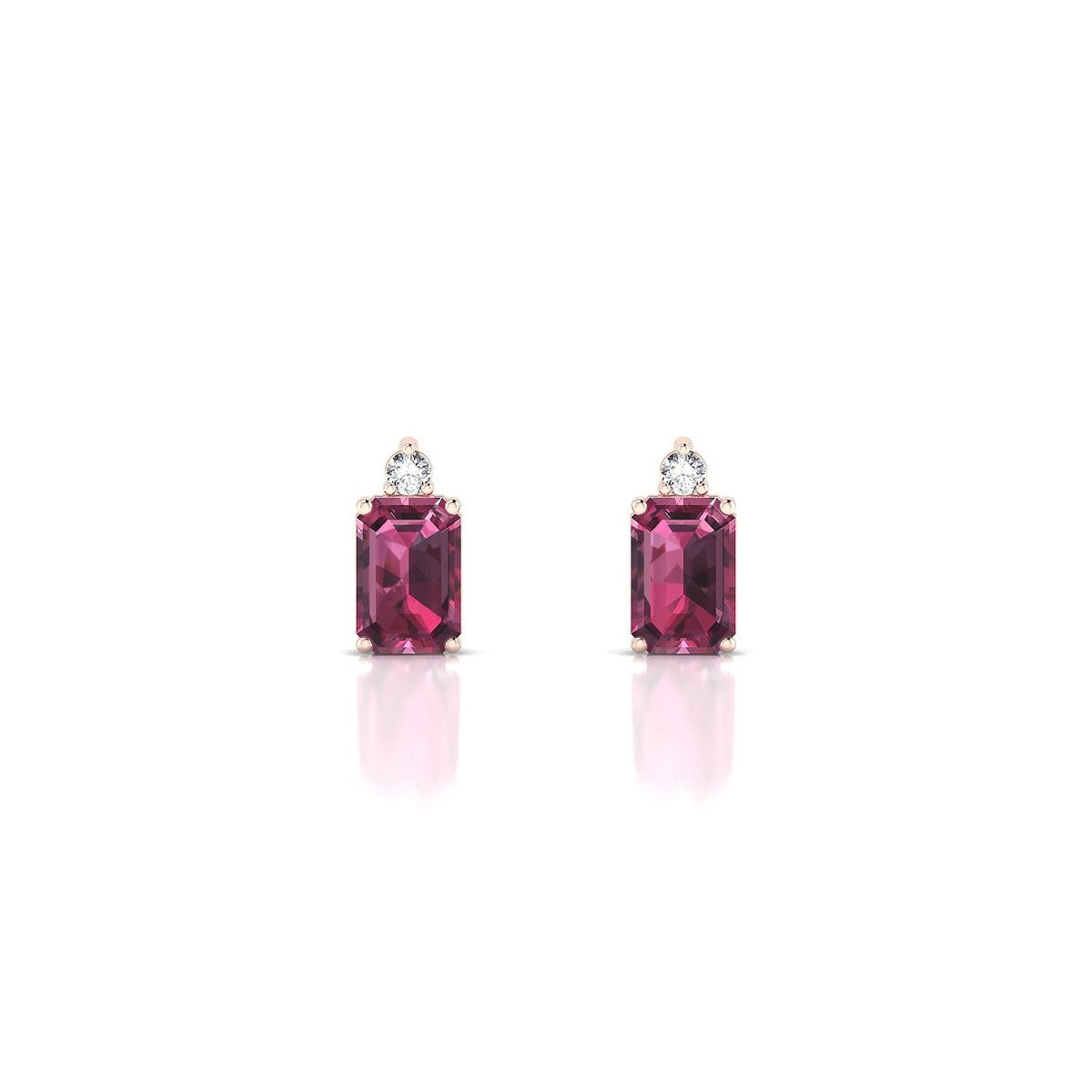 Sparkle | 18k Rose Gold 6 x 4 mm Emerald Rhodolite Earrings