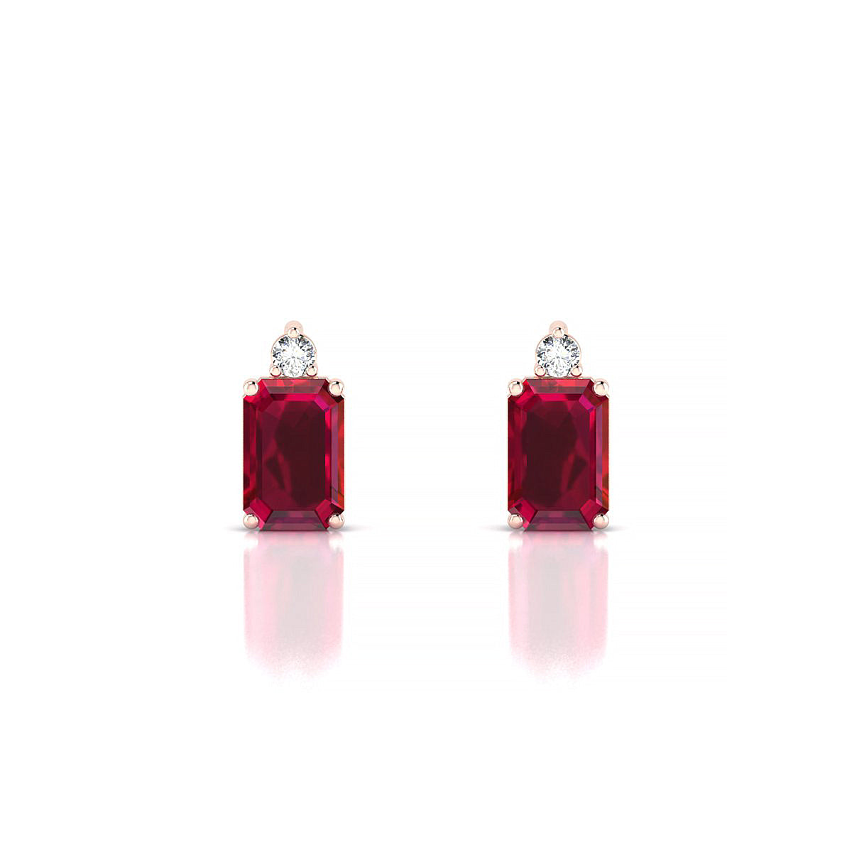 Sparkle | 18k Rose Gold 6 x 4 mm Emerald Ruby Earrings