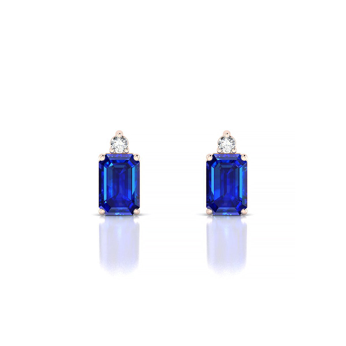 Sparkle | 18k Rose Gold 6 x 4 mm Emerald Sapphire Earrings