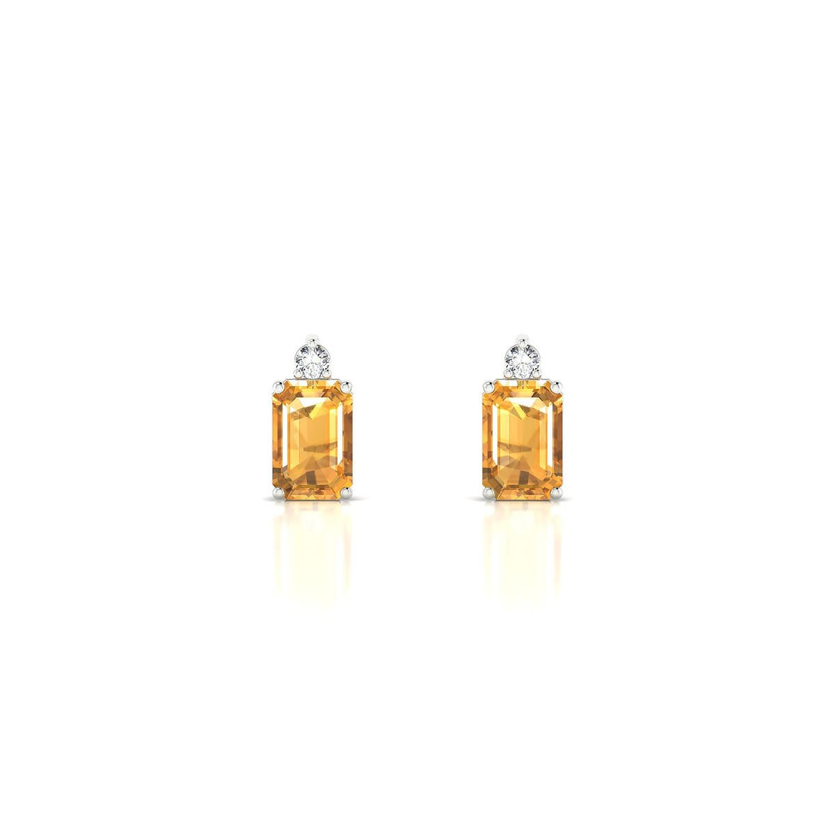 Sparkle | 18k White Gold 6 x 4 mm Emerald Citrine Earrings