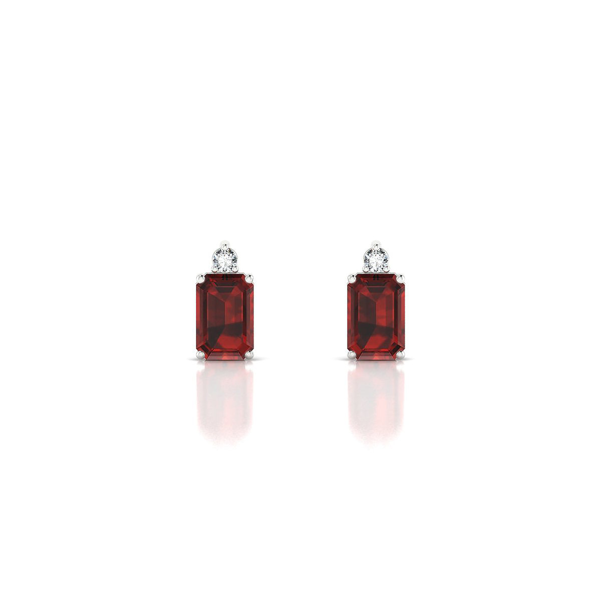 Sparkle | 18k White Gold 6 x 4 mm Emerald Garnet Earrings