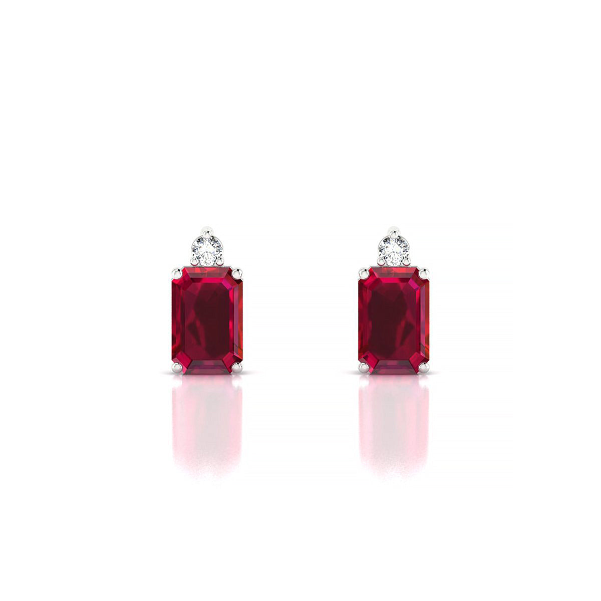 Sparkle | 18k White Gold 6 x 4 mm Emerald Ruby Earrings