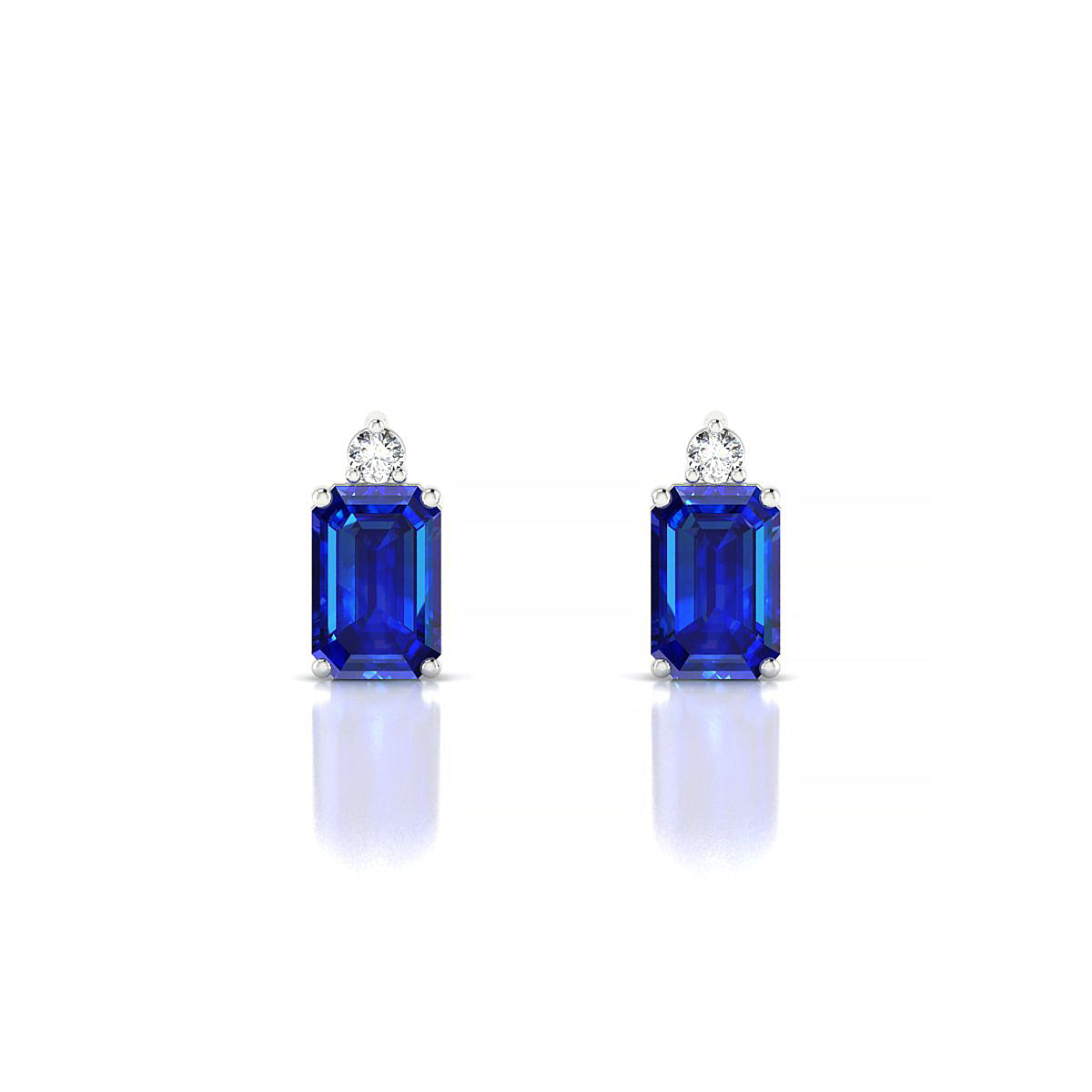 Sparkle | 18k White Gold 6 x 4 mm Emerald Sapphire Earrings
