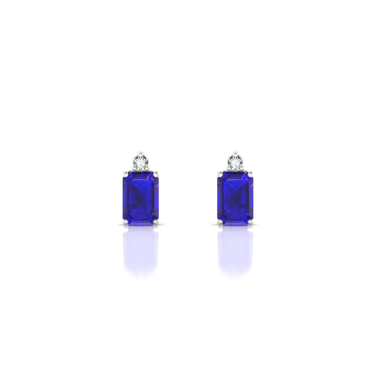 Sparkle | 18k White Gold 6 x 4 mm Emerald Tanzanite Earrings