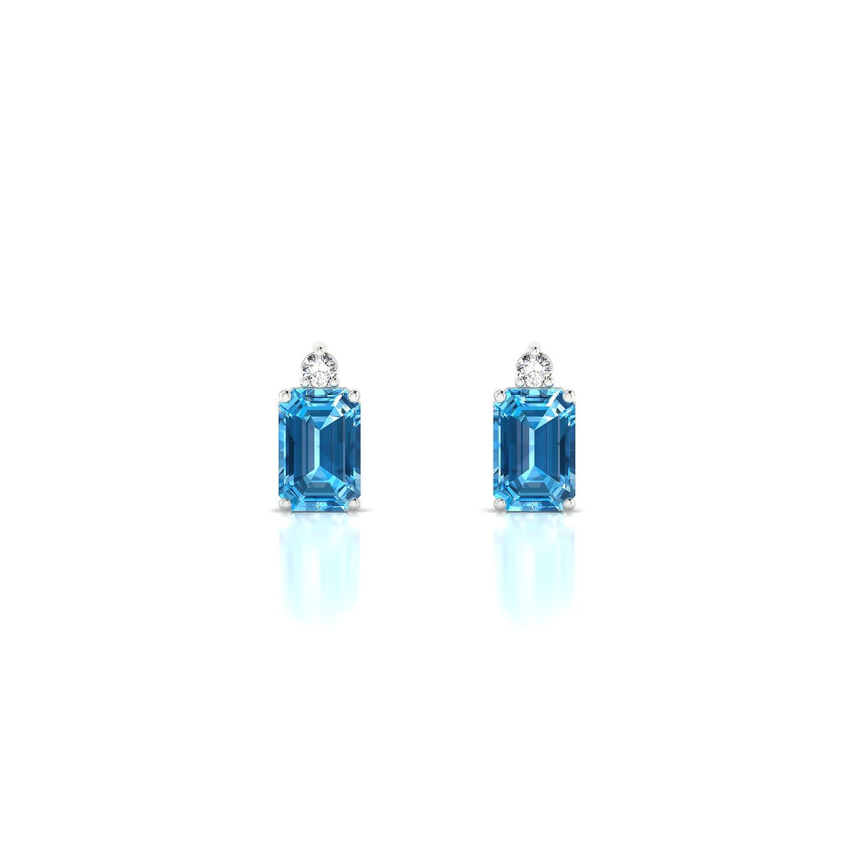 Sparkle | 18k White Gold 6 x 4 mm Emerald Topaz Earrings