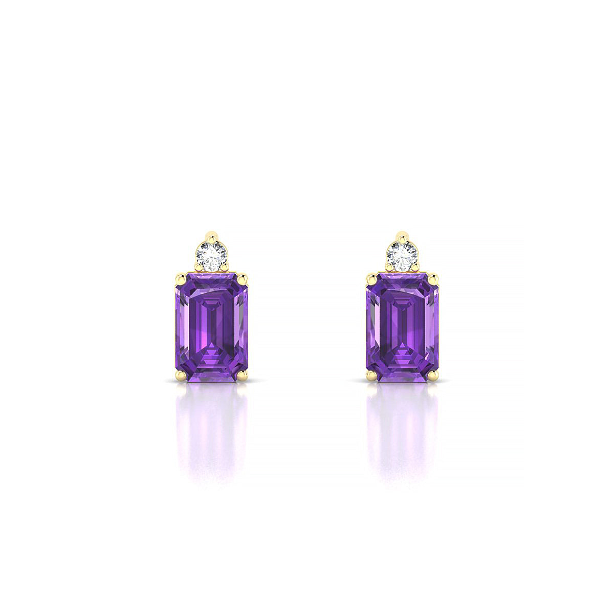 Sparkle | 18k Yellow Gold 6 x 4 mm Emerald Amethyst Earrings