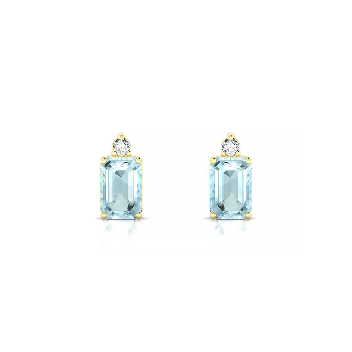 Sparkle | 18k Yellow Gold 6 x 4 mm Emerald Aquamarine Earrings