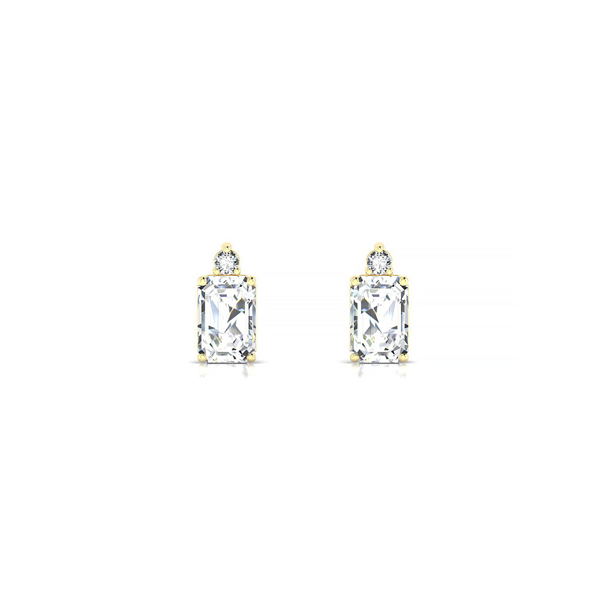 Sparkle | 18k Yellow Gold 6 x 4 mm Emerald Diamond Earrings