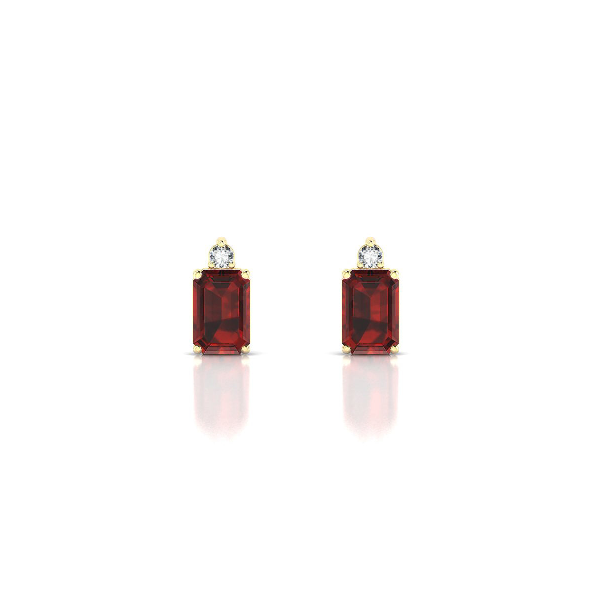 Sparkle | 18k Yellow Gold 6 x 4 mm Emerald Garnet Earrings