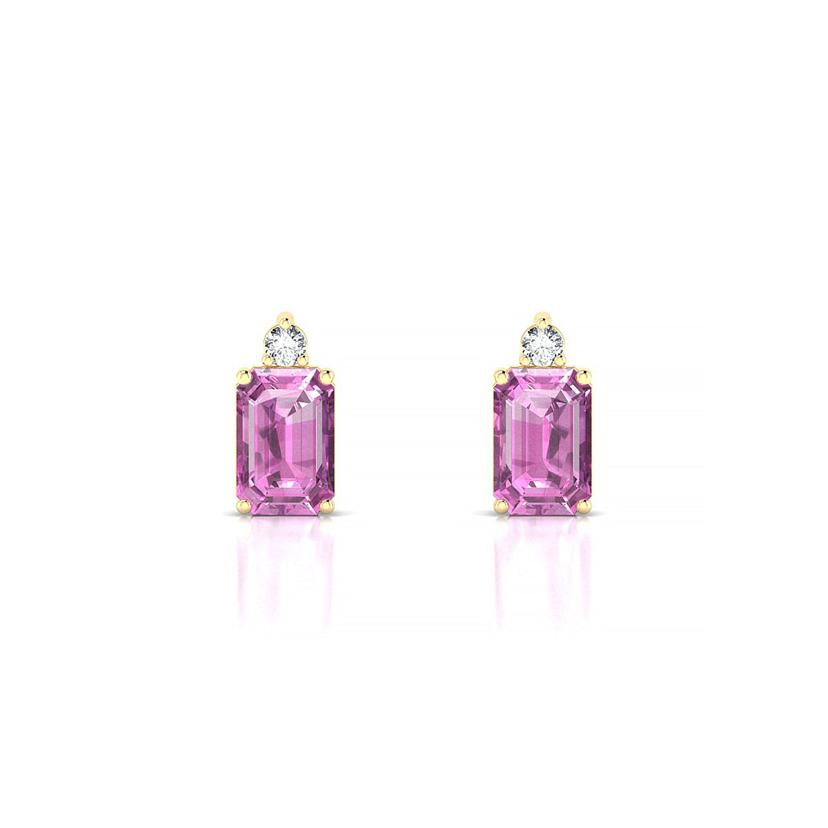 Sparkle | 18k Yellow Gold 6 x 4 mm Emerald Pink Sapphire Earrings