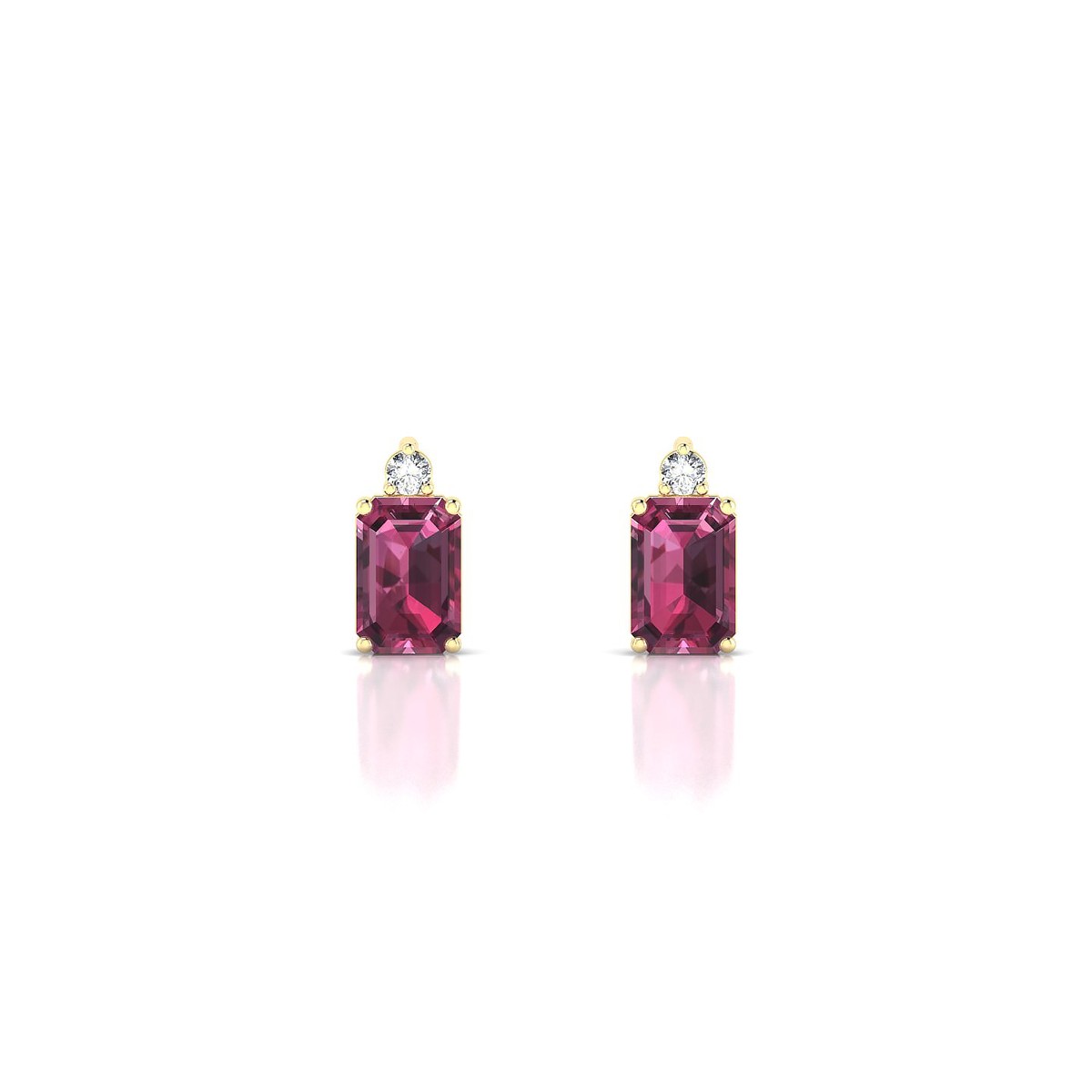 Sparkle | 18k Yellow Gold 6 x 4 mm Emerald Rhodolite Earrings