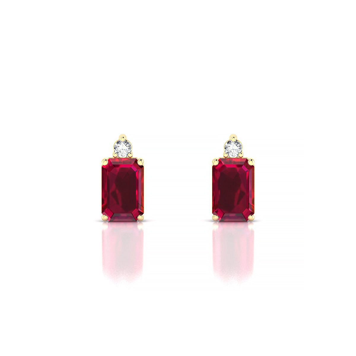 Sparkle | 18k Yellow Gold 6 x 4 mm Emerald Ruby Earrings