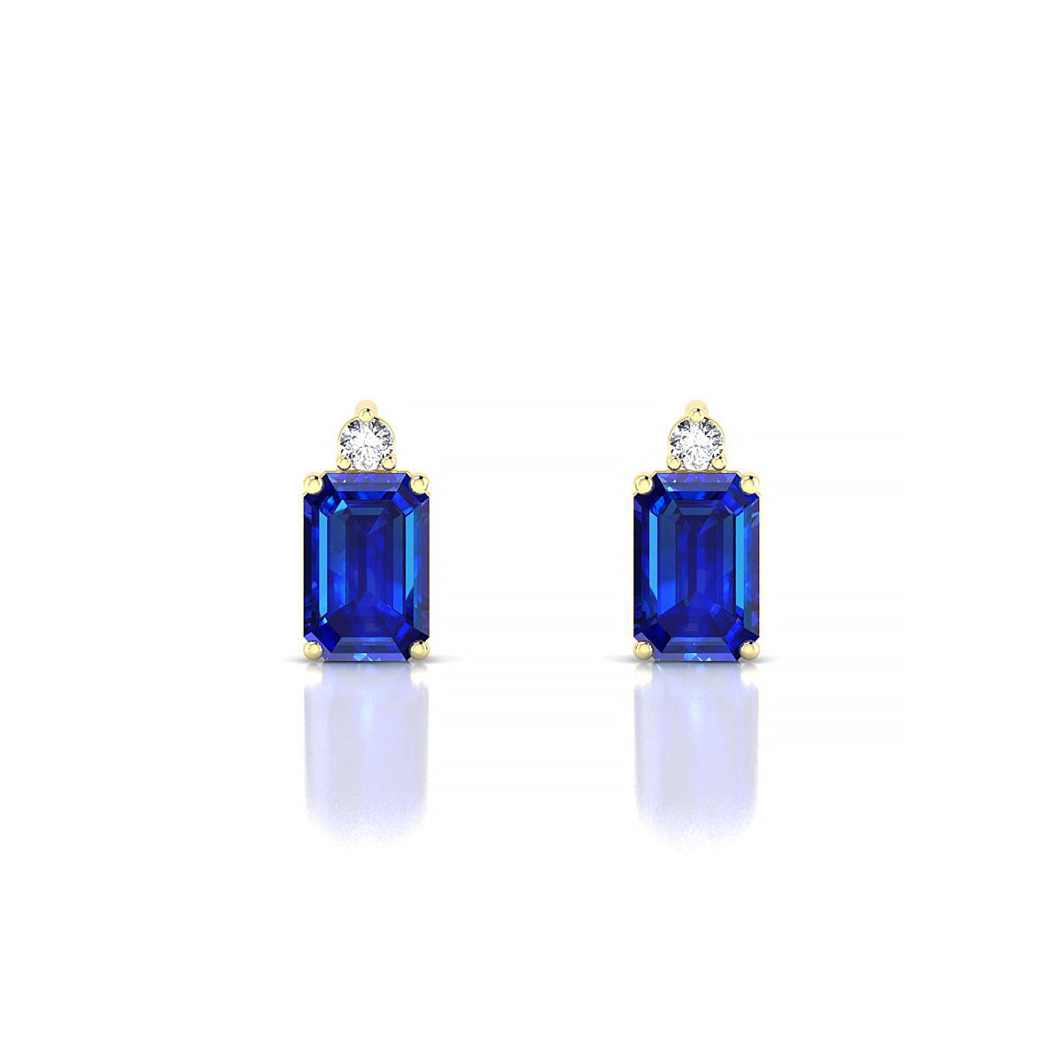 Sparkle | 18k Yellow Gold 6 x 4 mm Emerald Sapphire Earrings