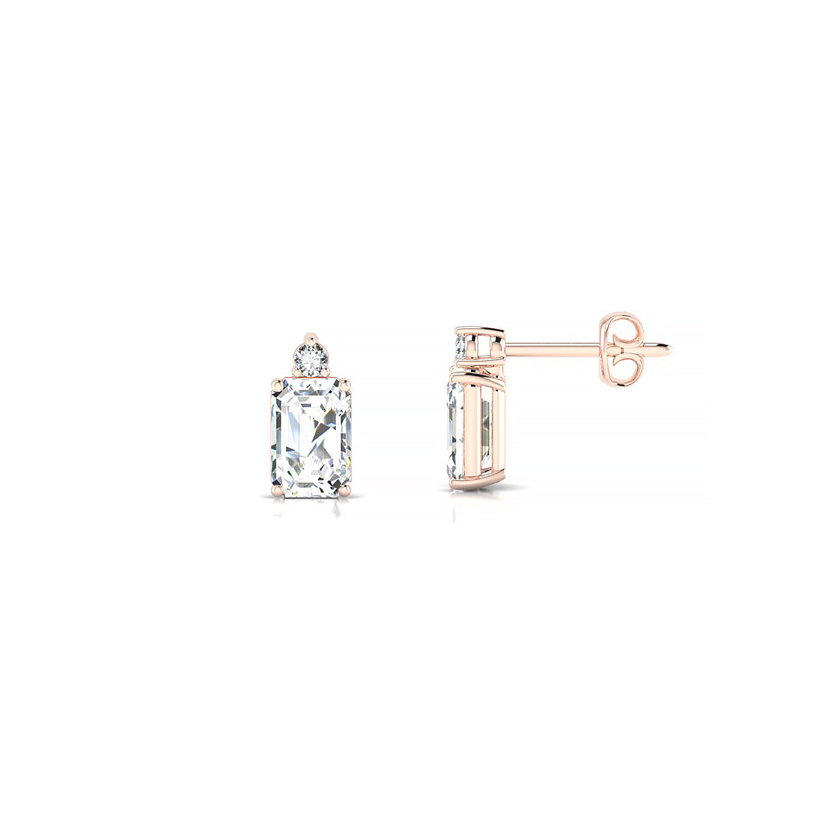 Sparkle | 18k Rose Gold 6 x 4 mm Emerald Diamond Earrings