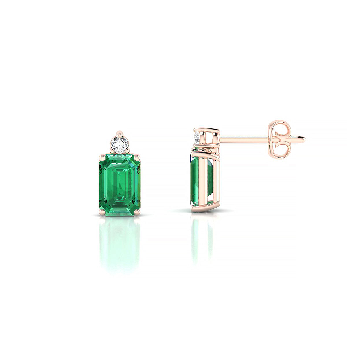 Sparkle | 18k Rose Gold 6 x 4 mm Emerald Emerald Earrings