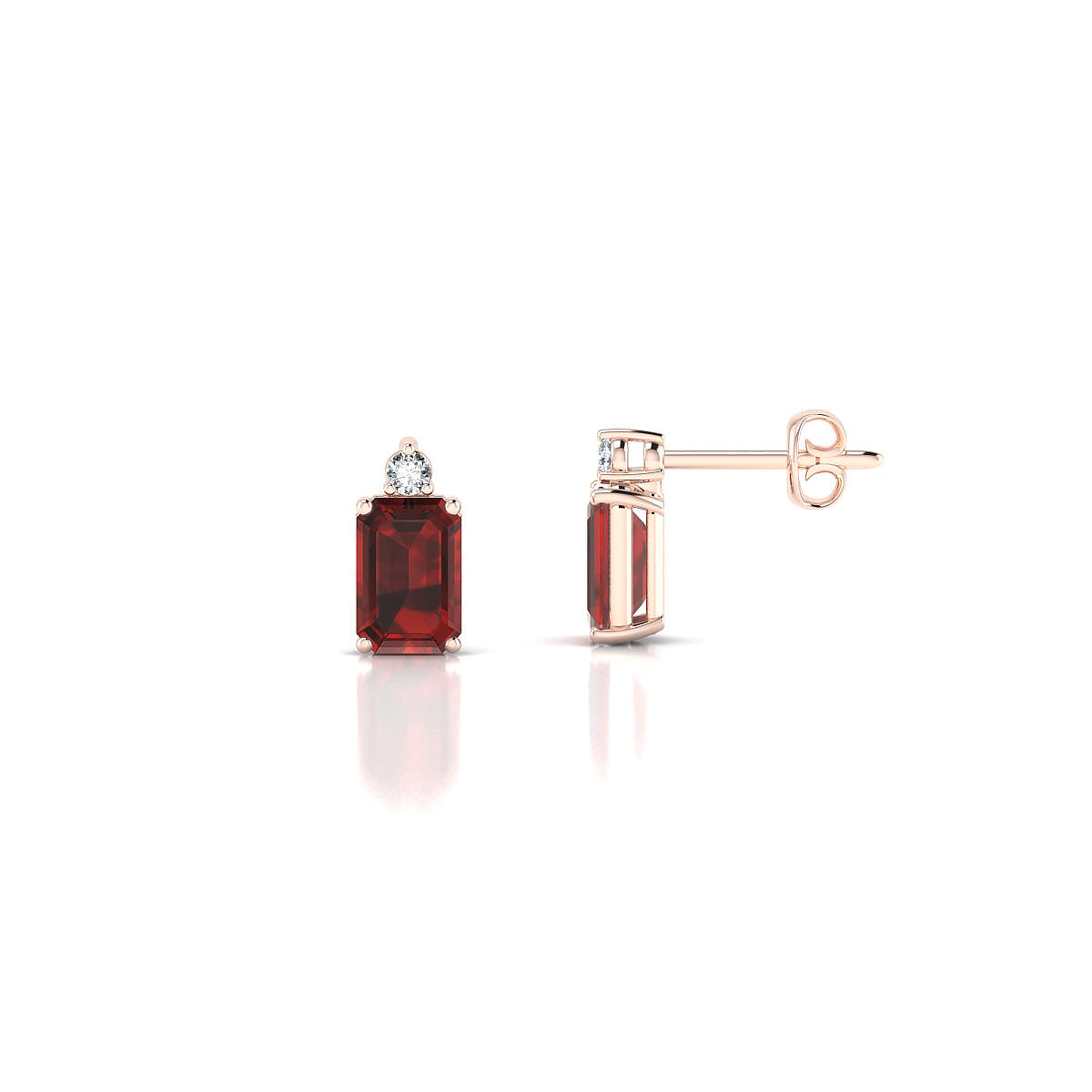 Sparkle | 18k Rose Gold 6 x 4 mm Emerald Garnet Earrings