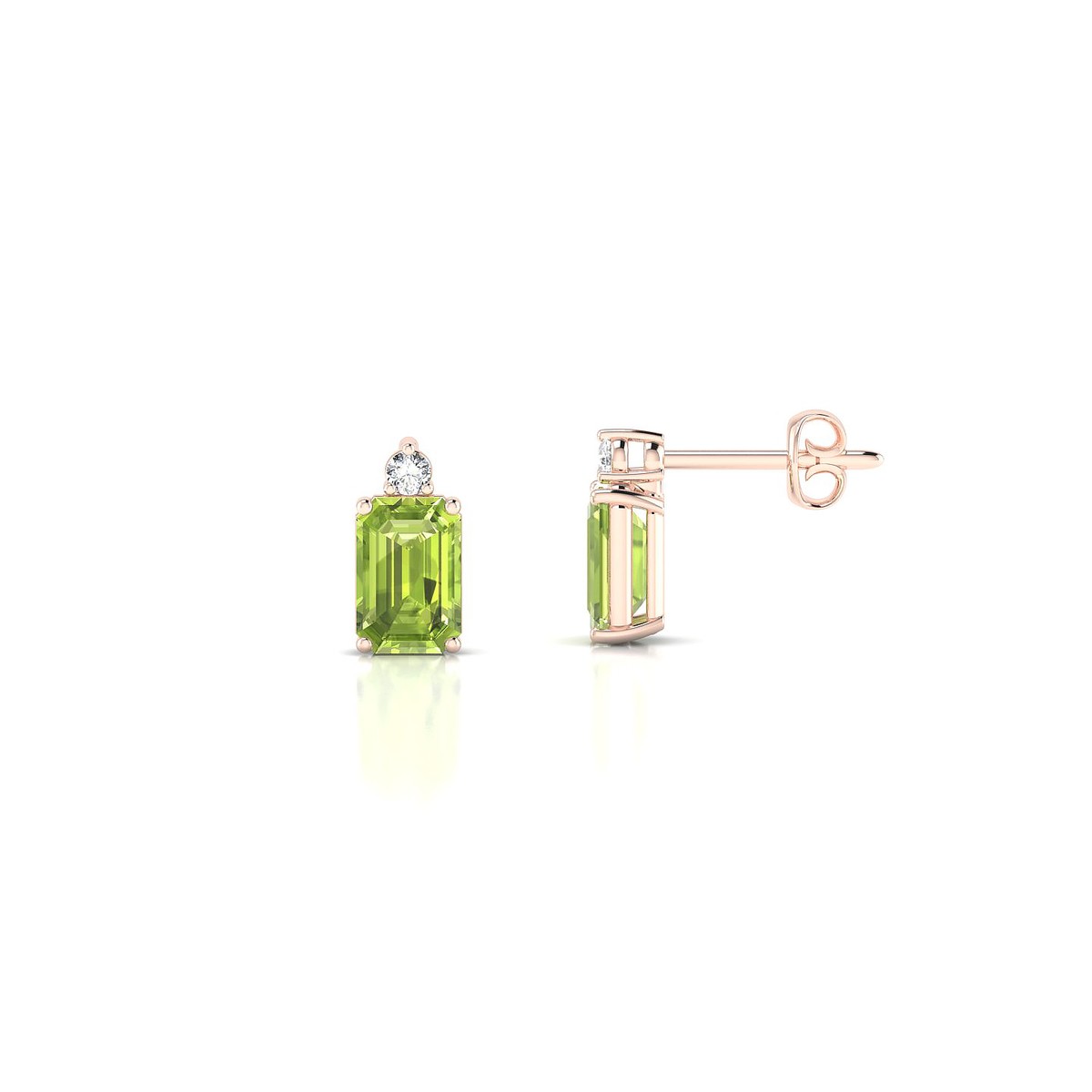 Sparkle | 18k Rose Gold 6 x 4 mm Emerald Peridot Earrings